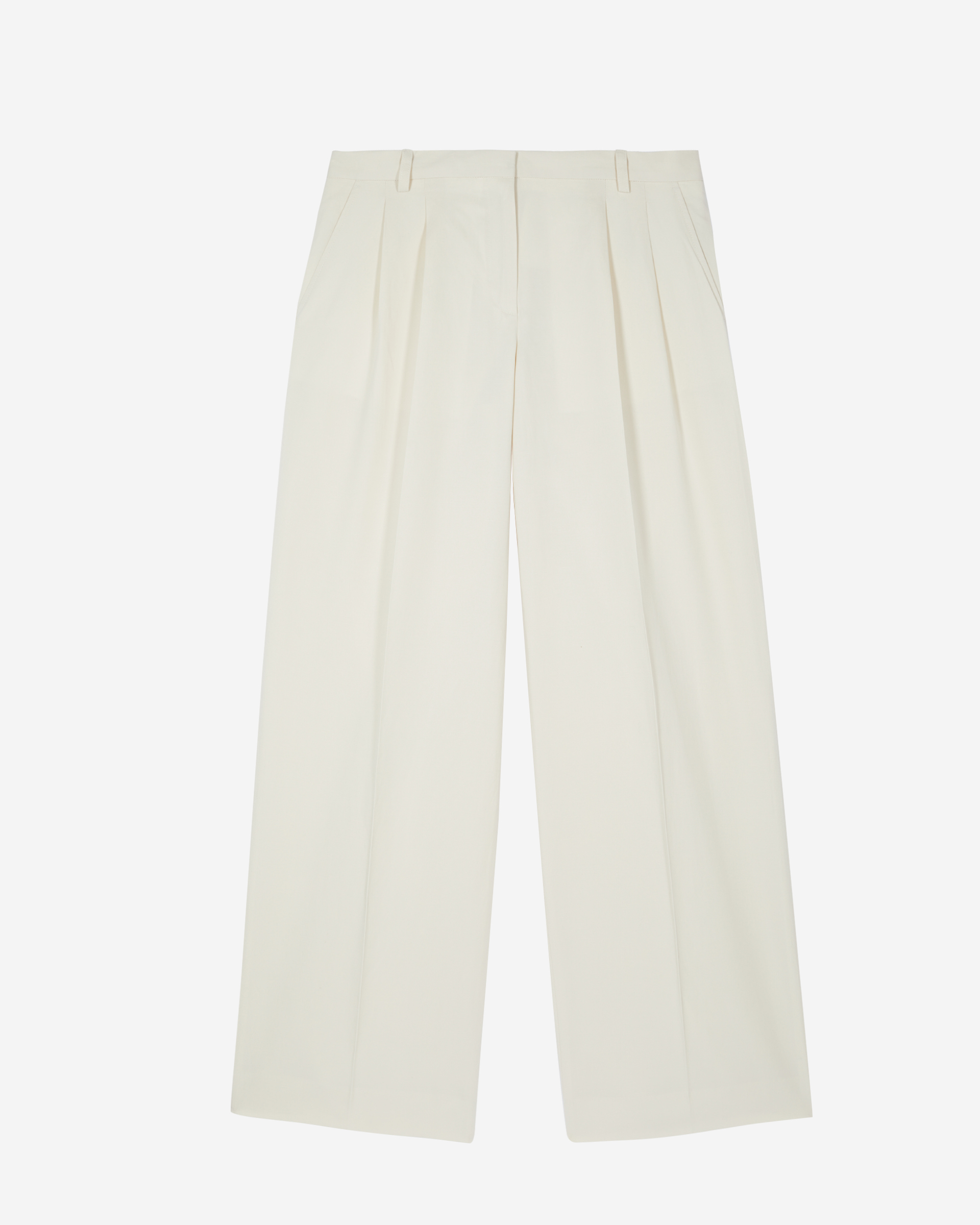 Wide-leg tailored pants in unbleached linen and cotton