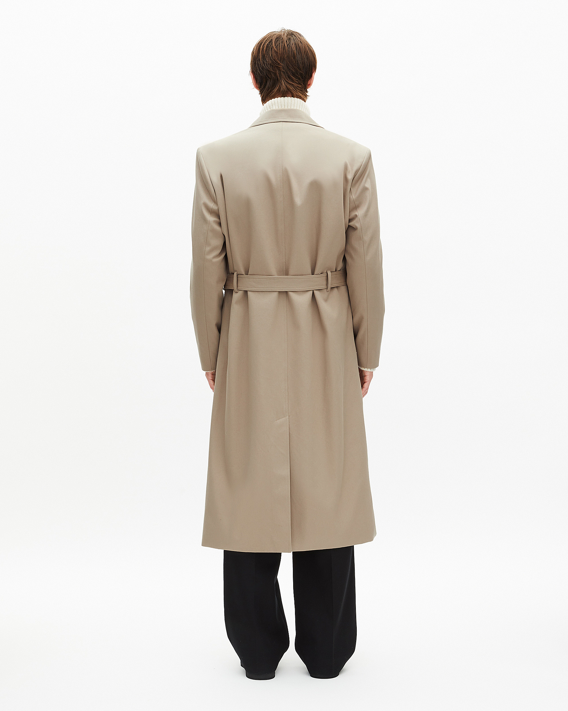 Long beige trench coat