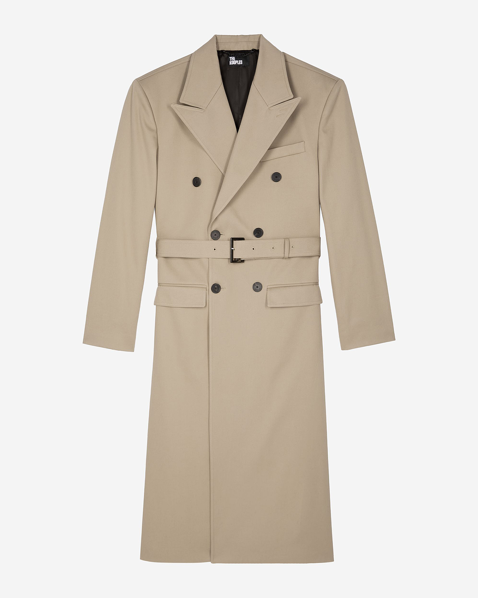 Long beige trench coat