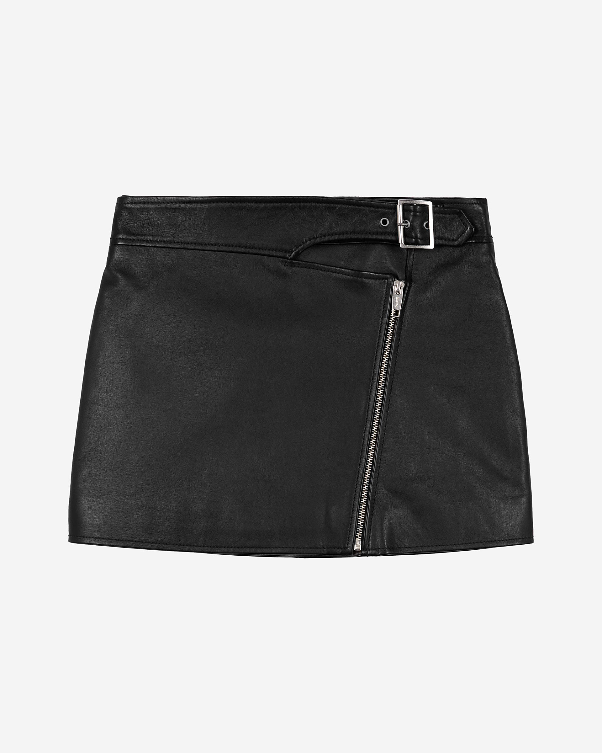 Leather skirt with black zip