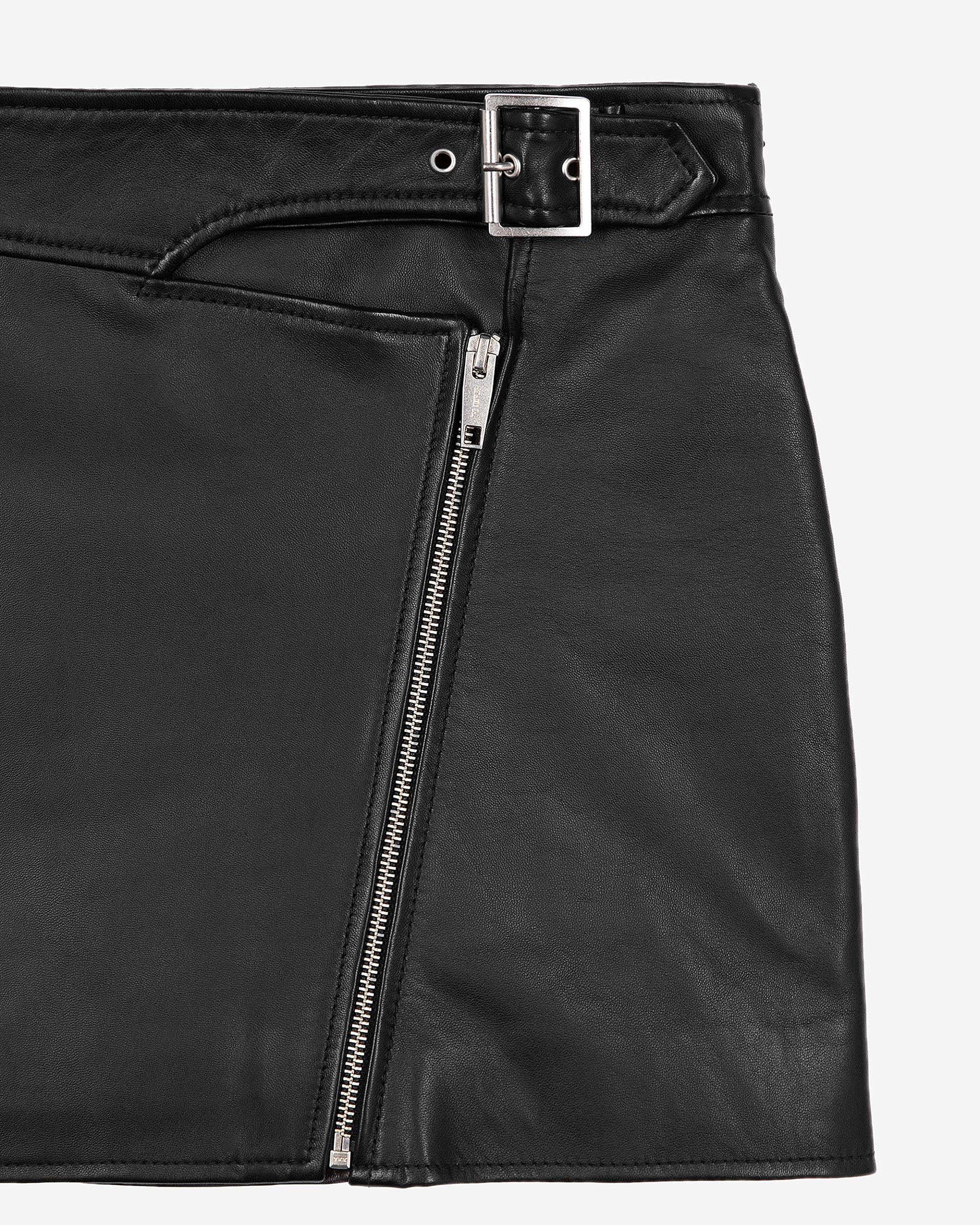Leather skirt with black zip