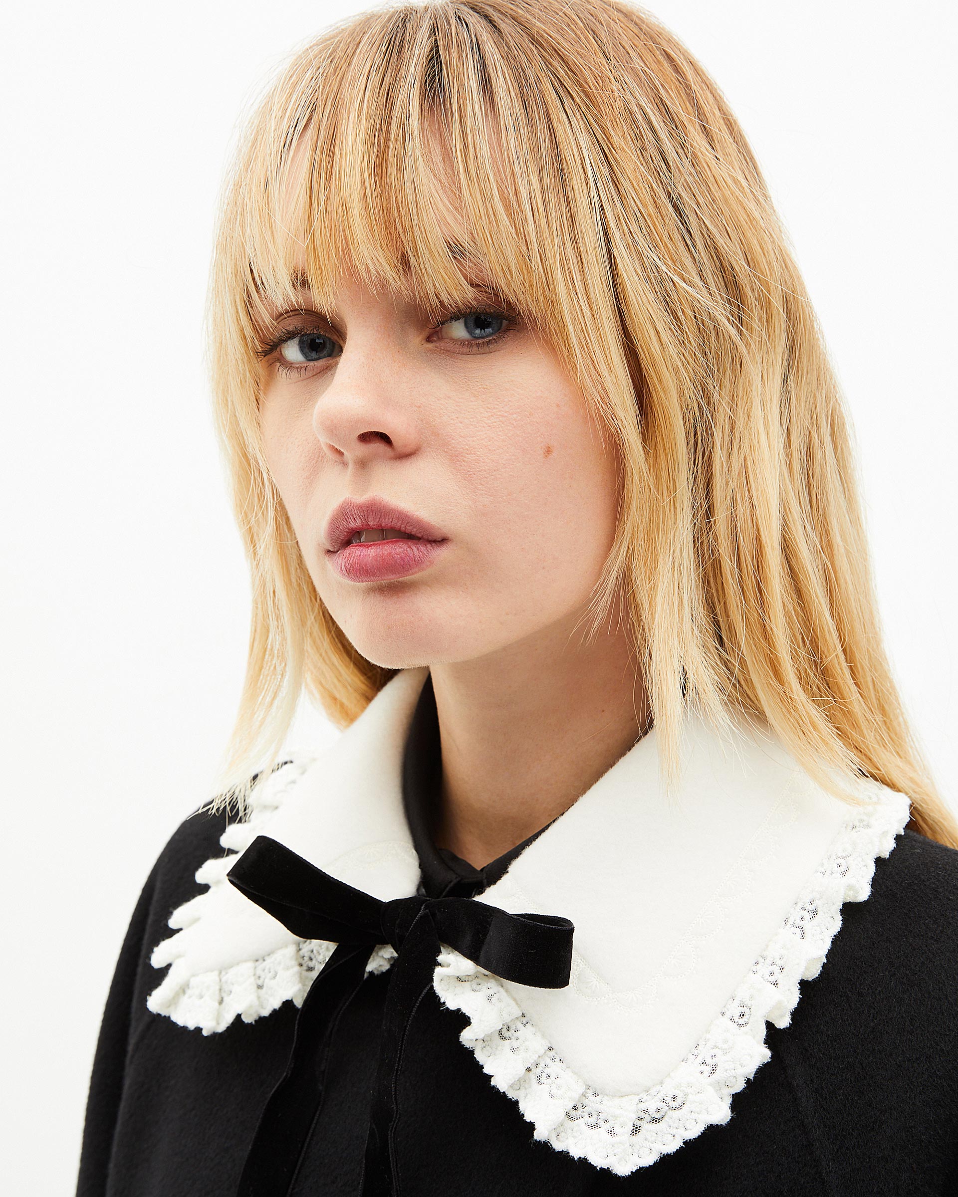 Double-faced coat in black wool blend