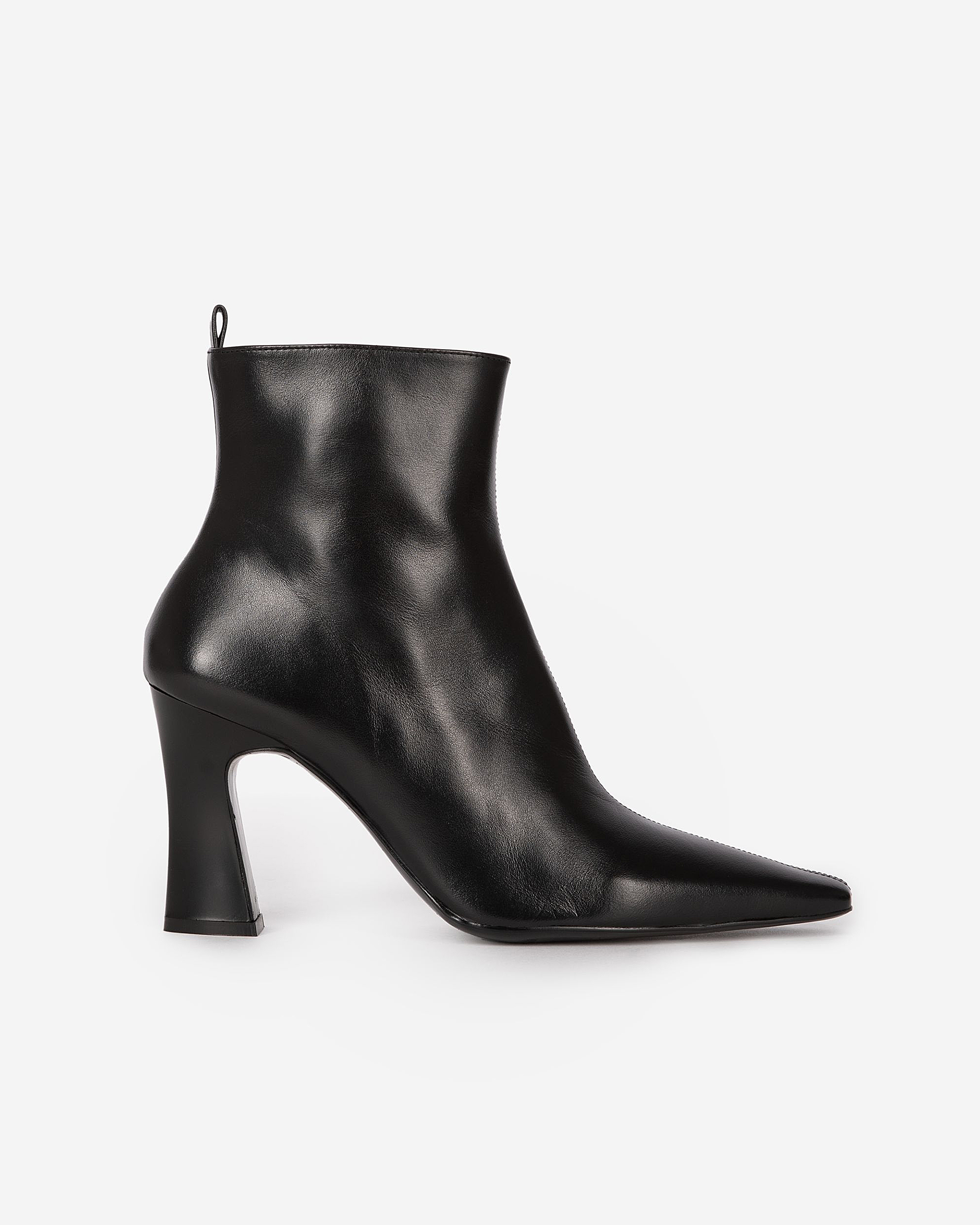 Black leather ankle boots