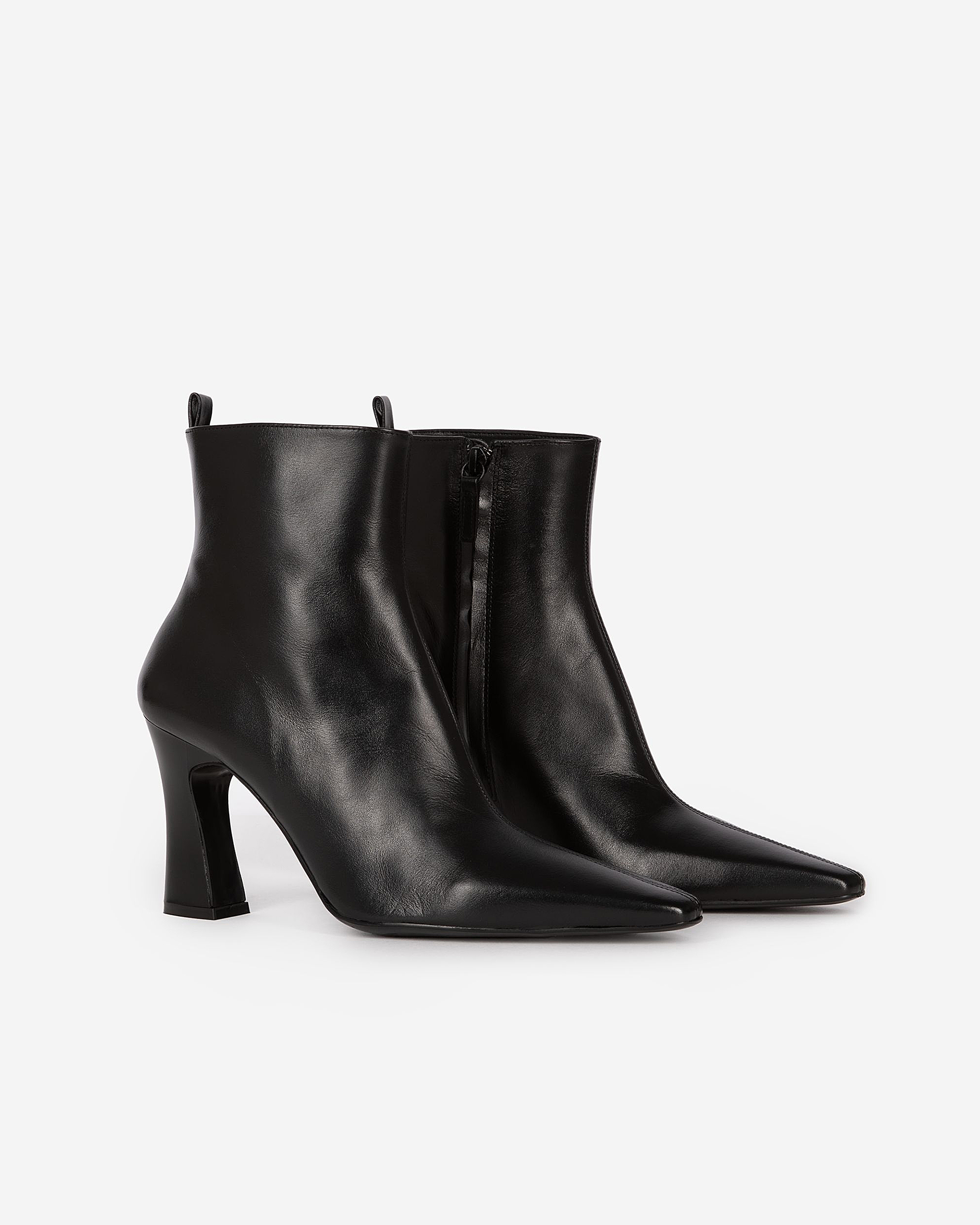 Black leather ankle boots