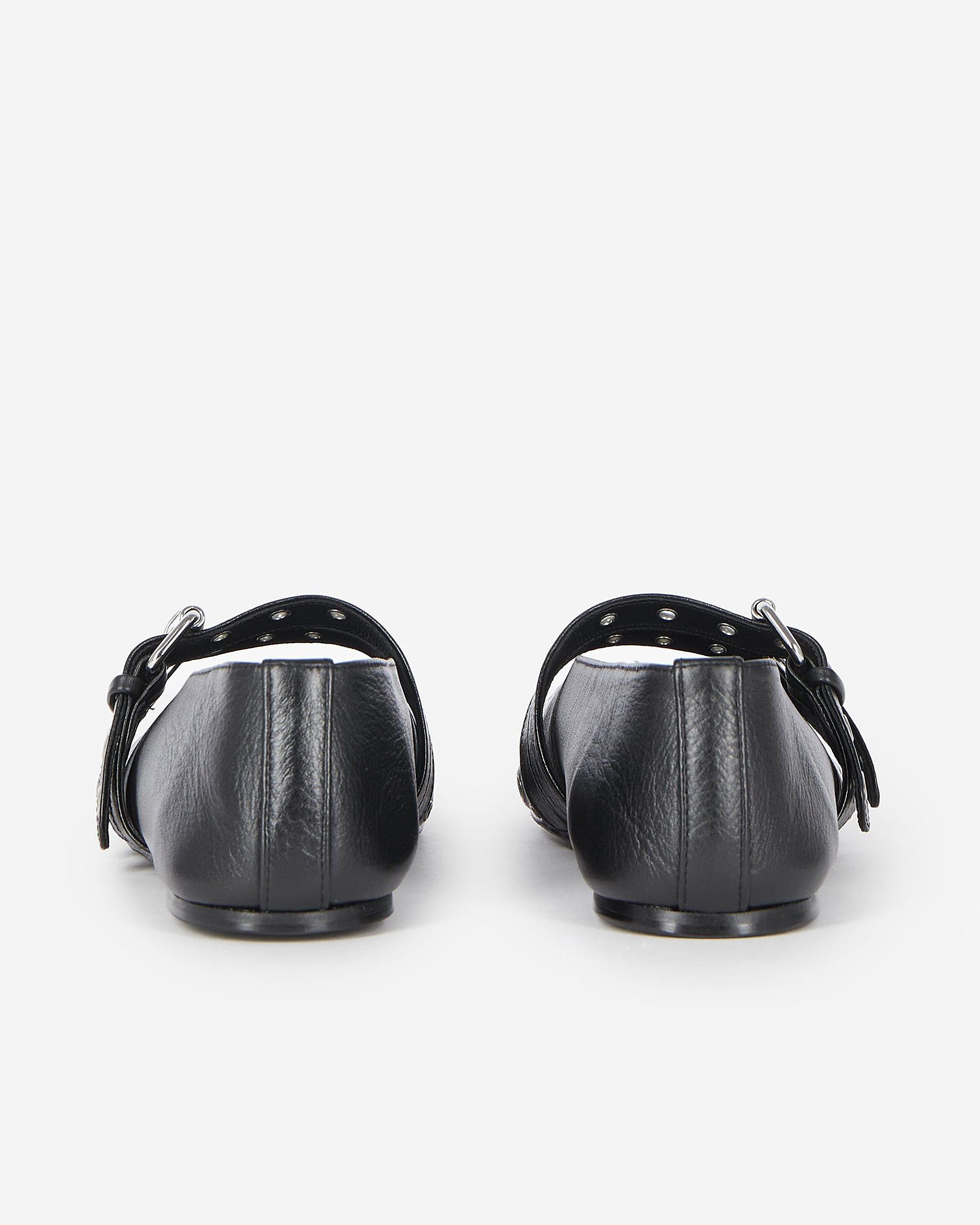 Black leather studded ballet flats