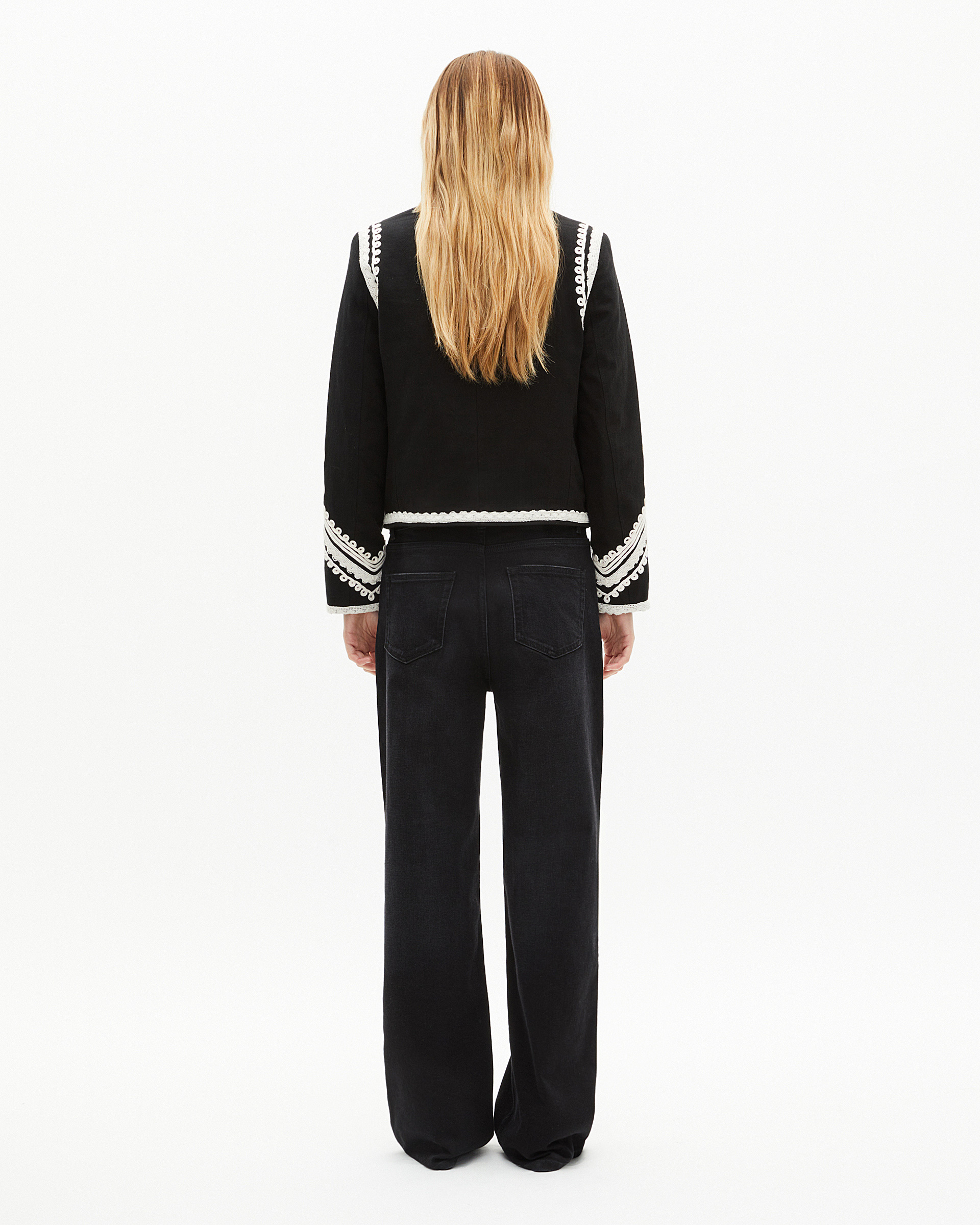 Black cotton embroidered jacket
