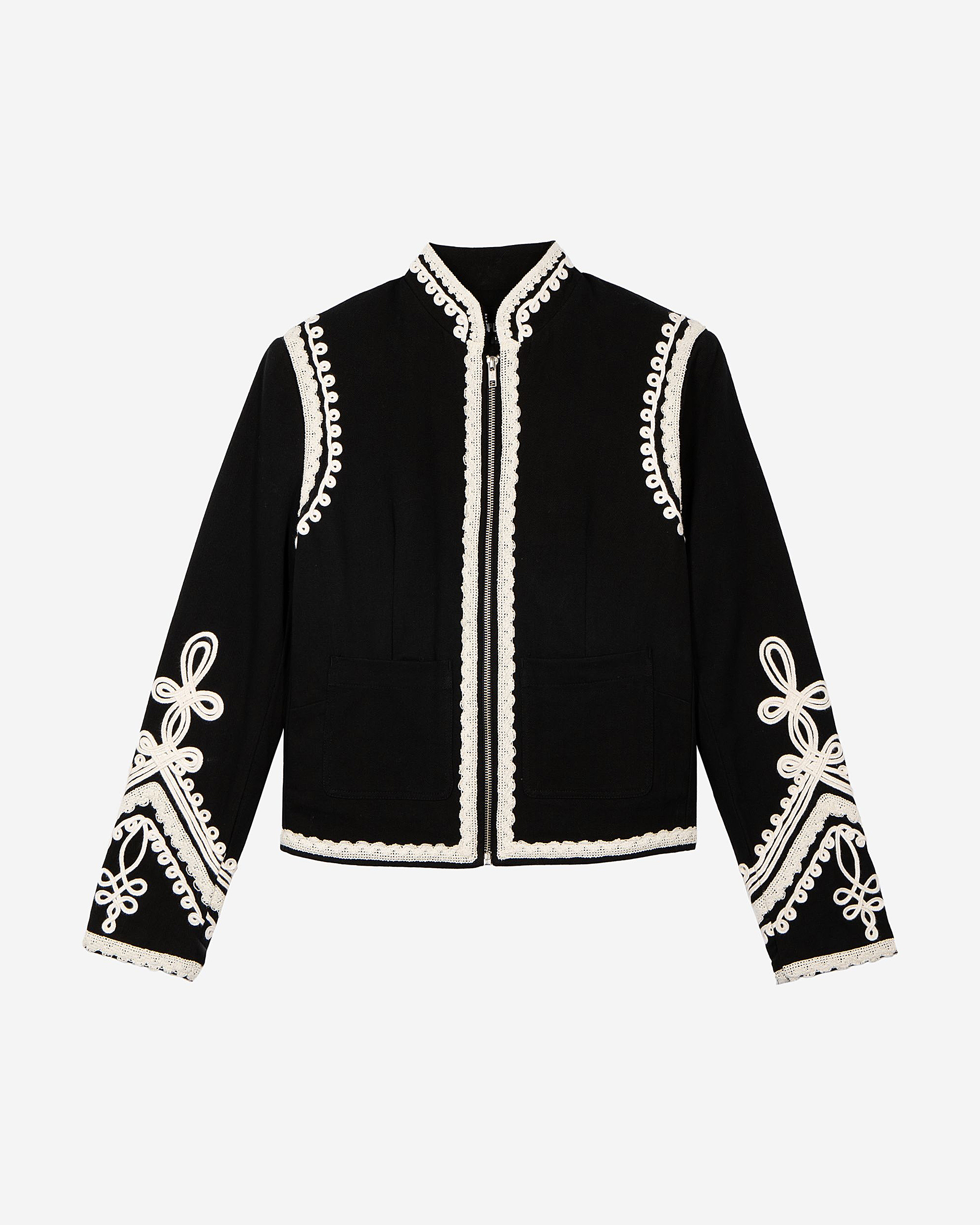 Black cotton embroidered jacket