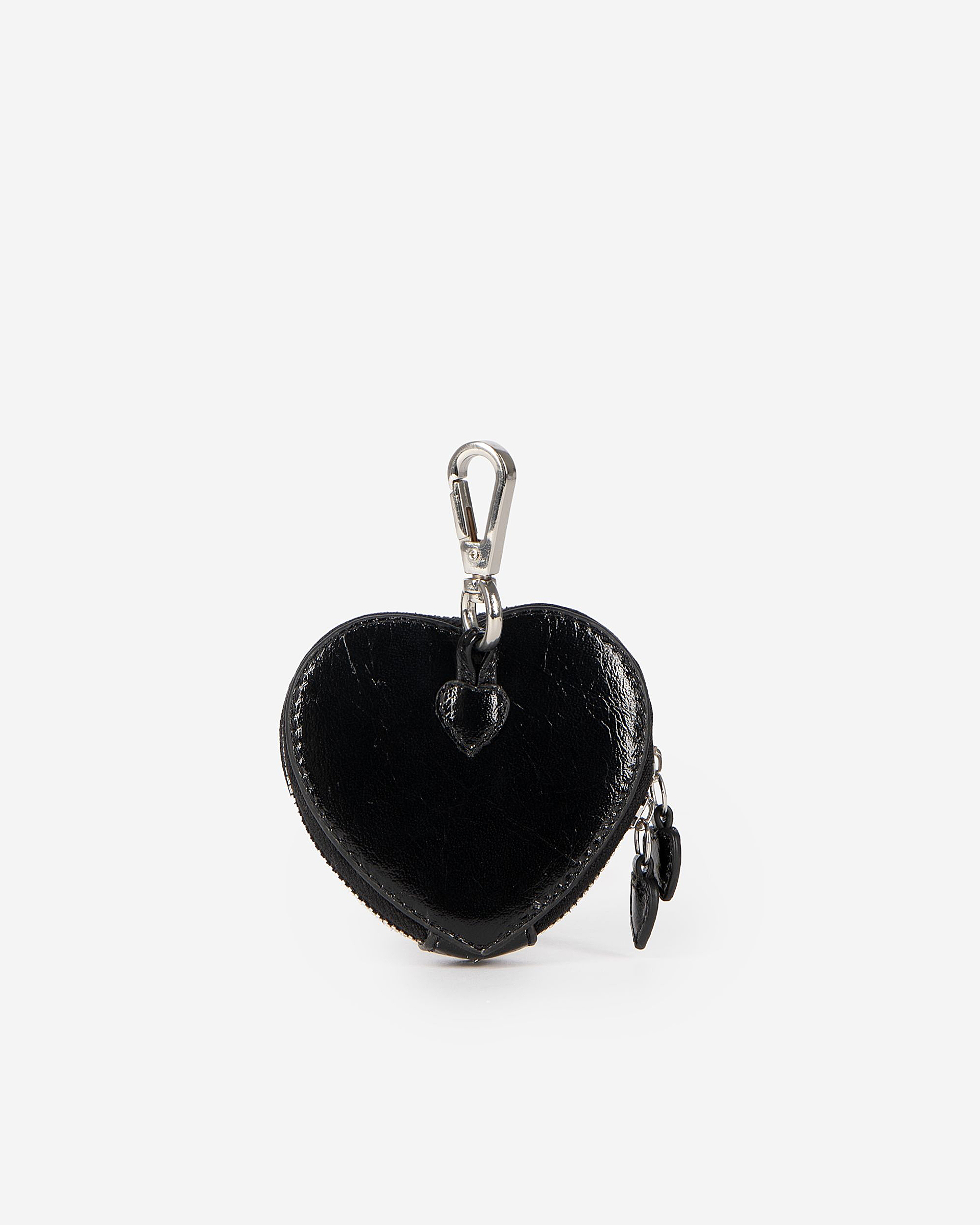 Black leather purse/bag charm
