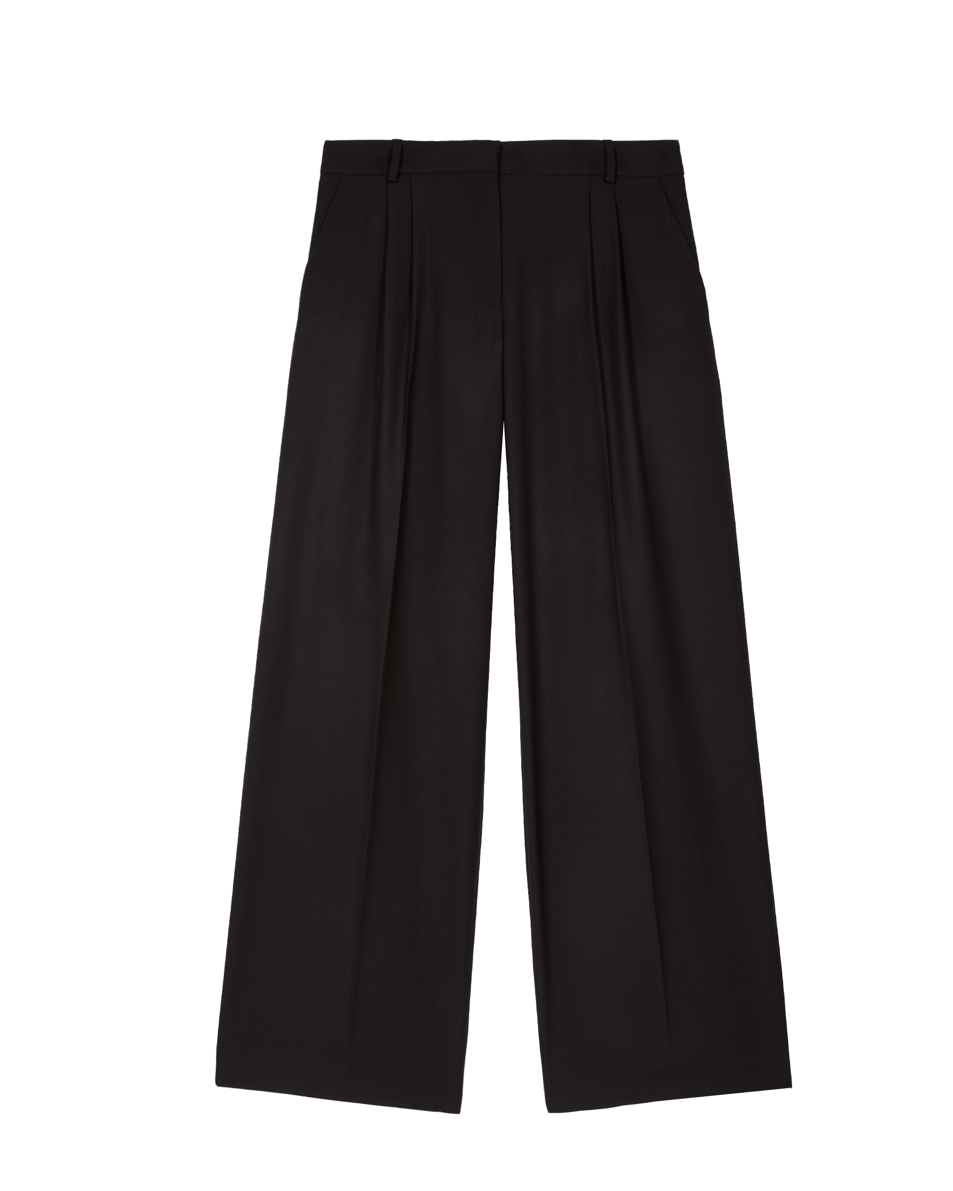 Black wool wide-leg pants
