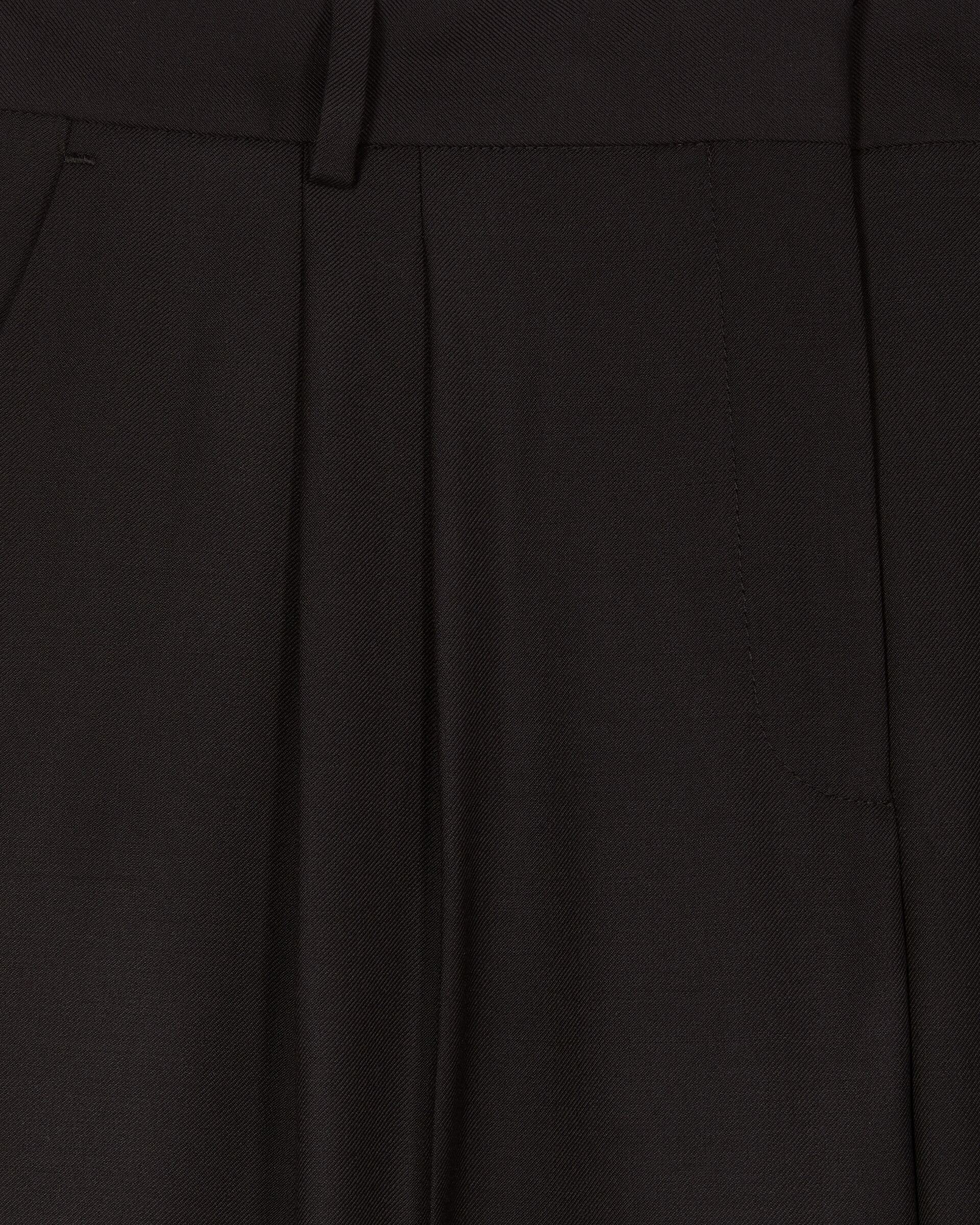 Black wool wide-leg pants
