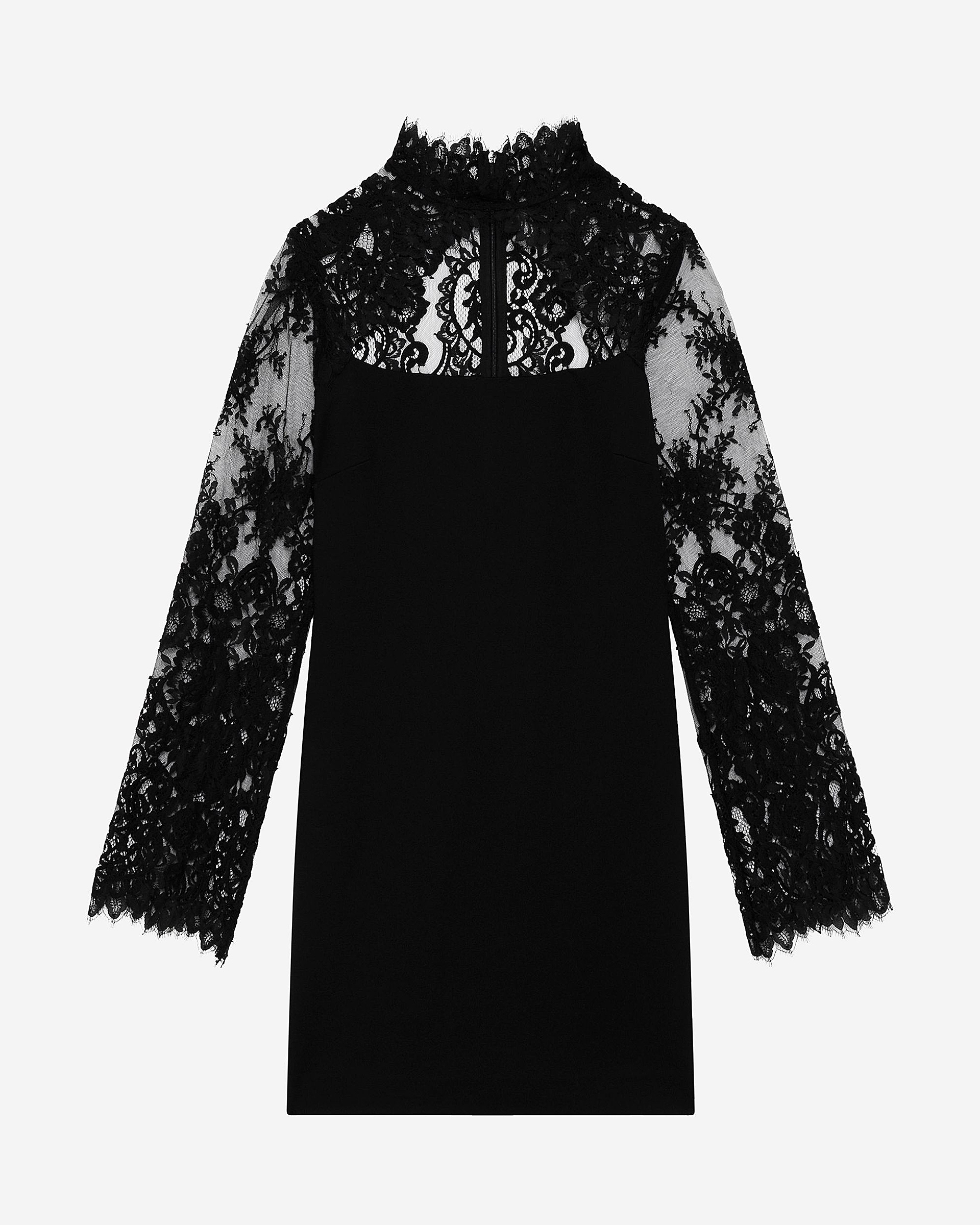 Short dress with black lace