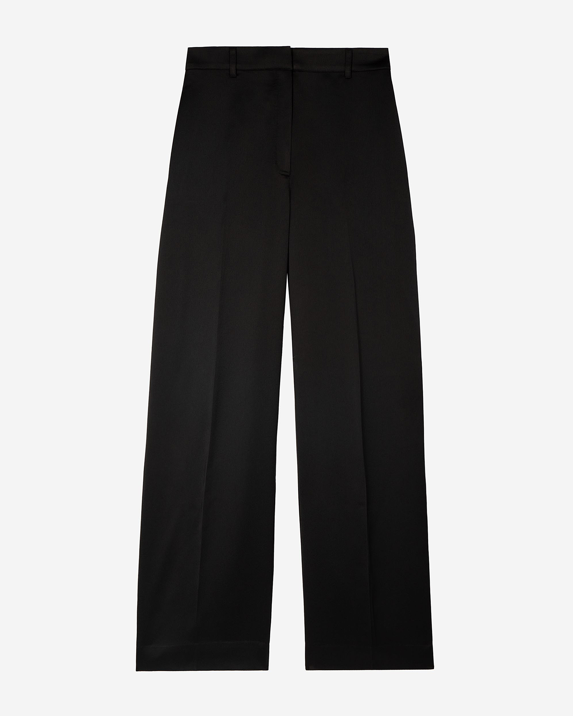 Black satin wide-leg pants