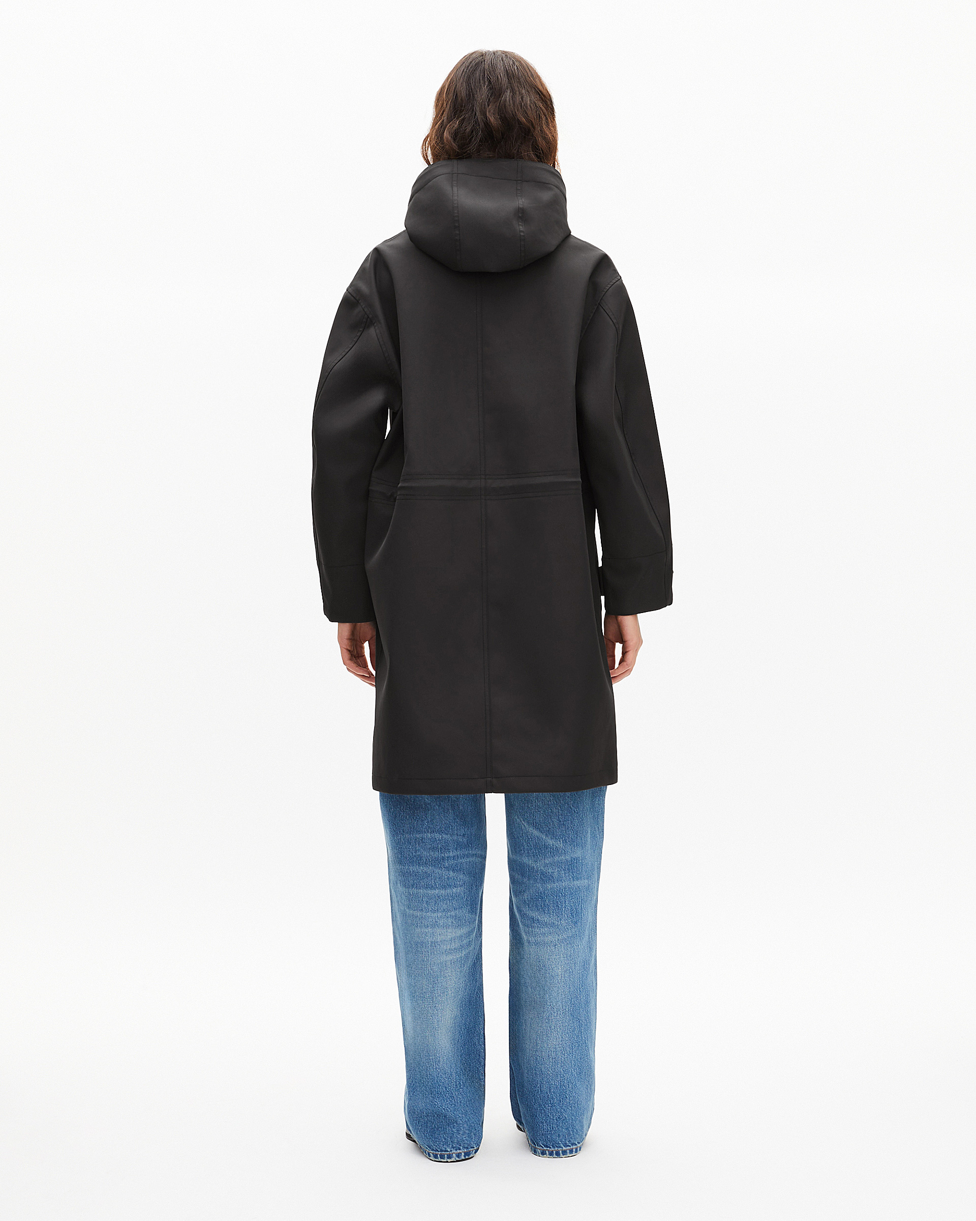 Long black hooded parka