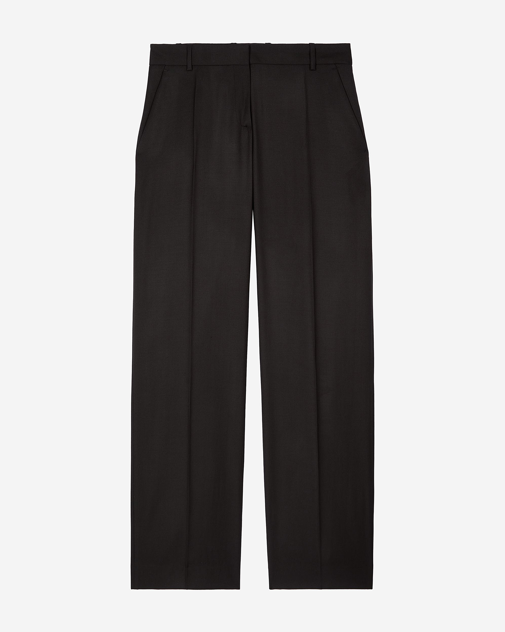 Black wool wide-leg pants