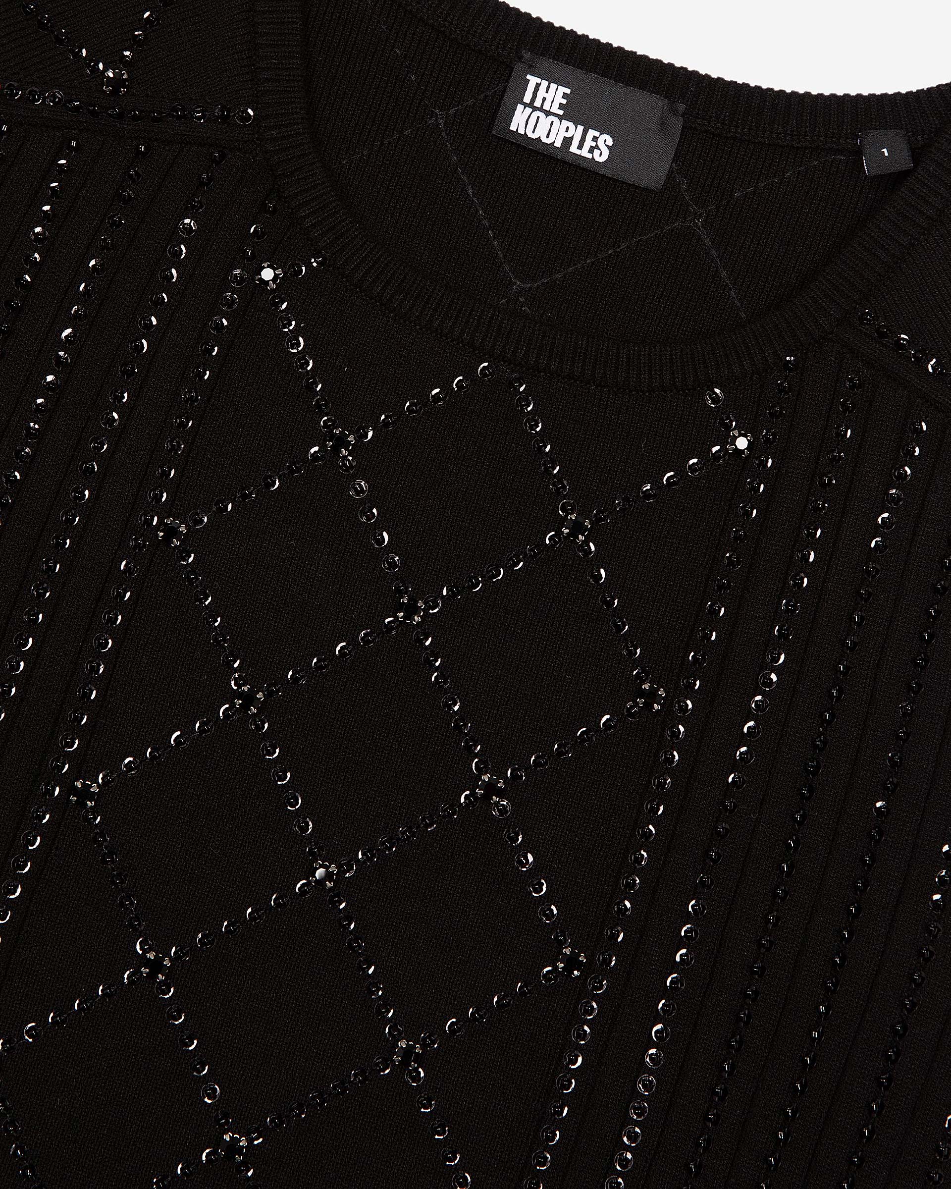 Black rhinestone and pearl sweater