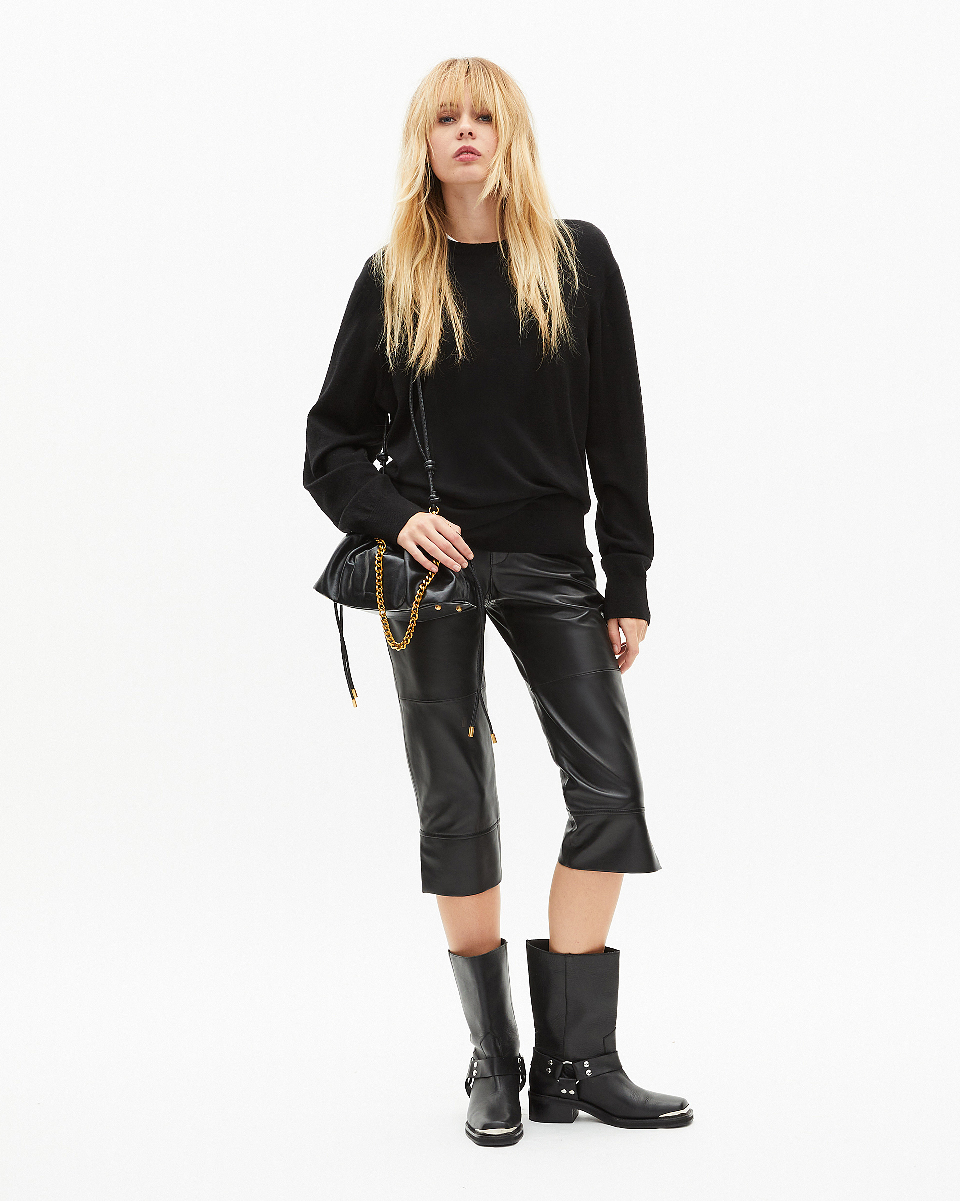Black leather capri pants