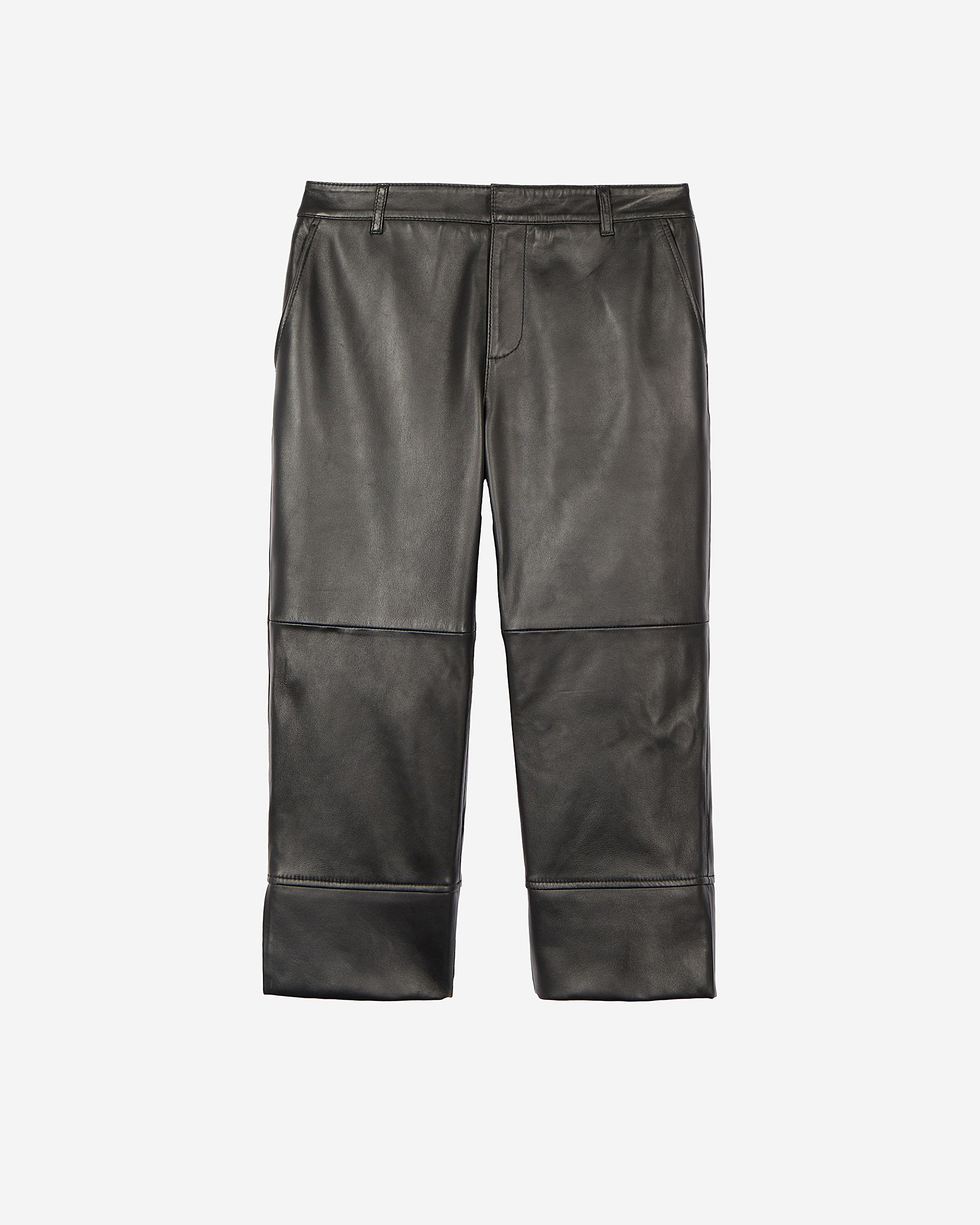 Black leather capri pants