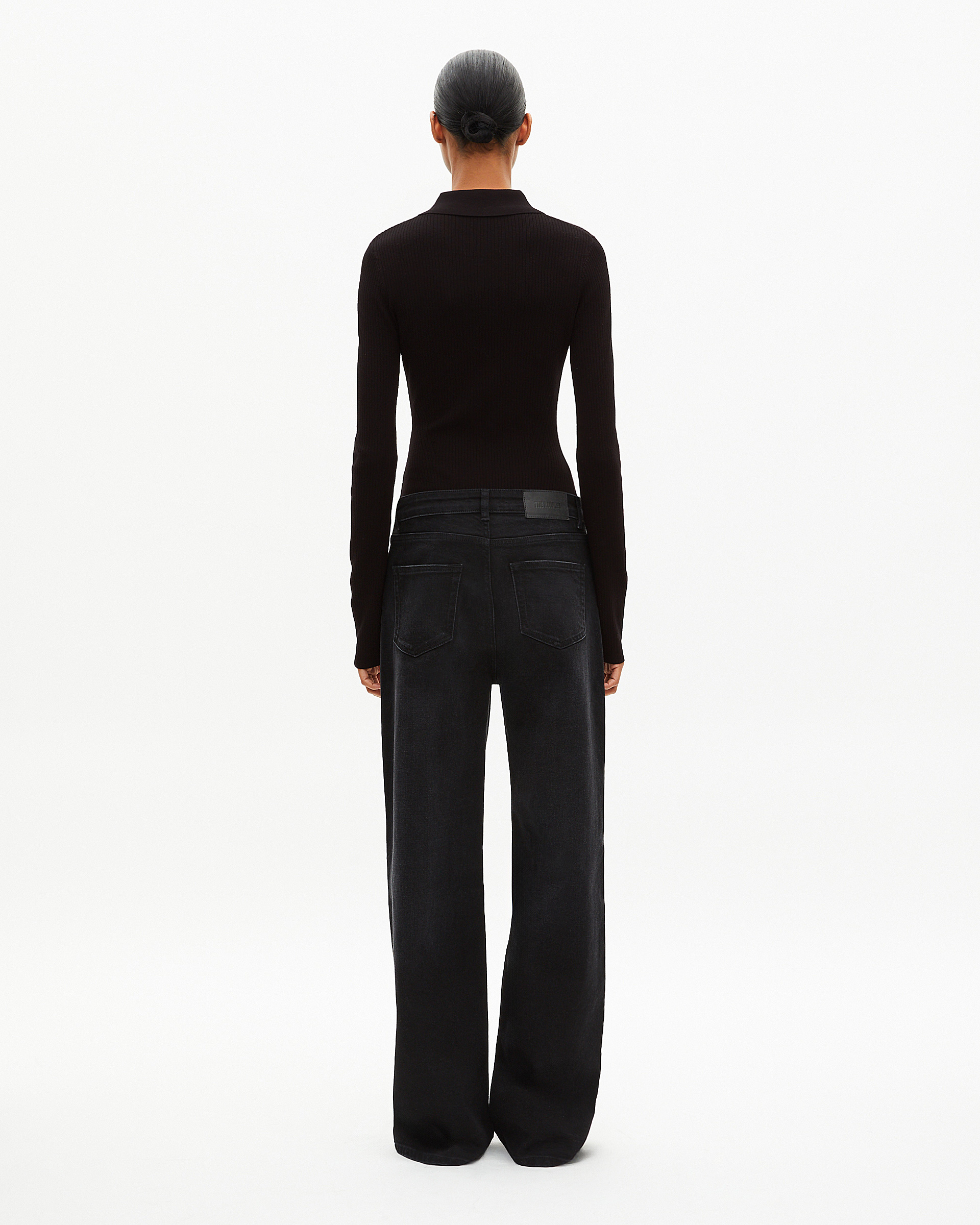 Black rib-knit bodysuit