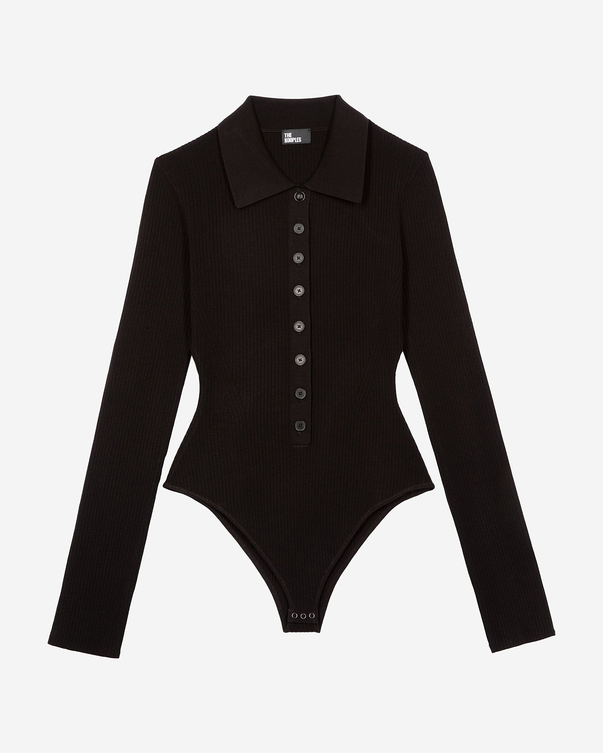 Black rib-knit bodysuit