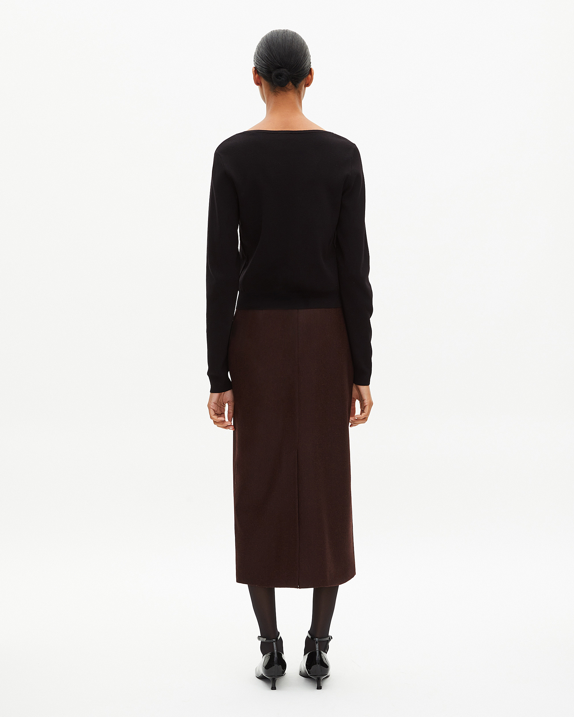 Trompe l'oeil effect sweater with black lace