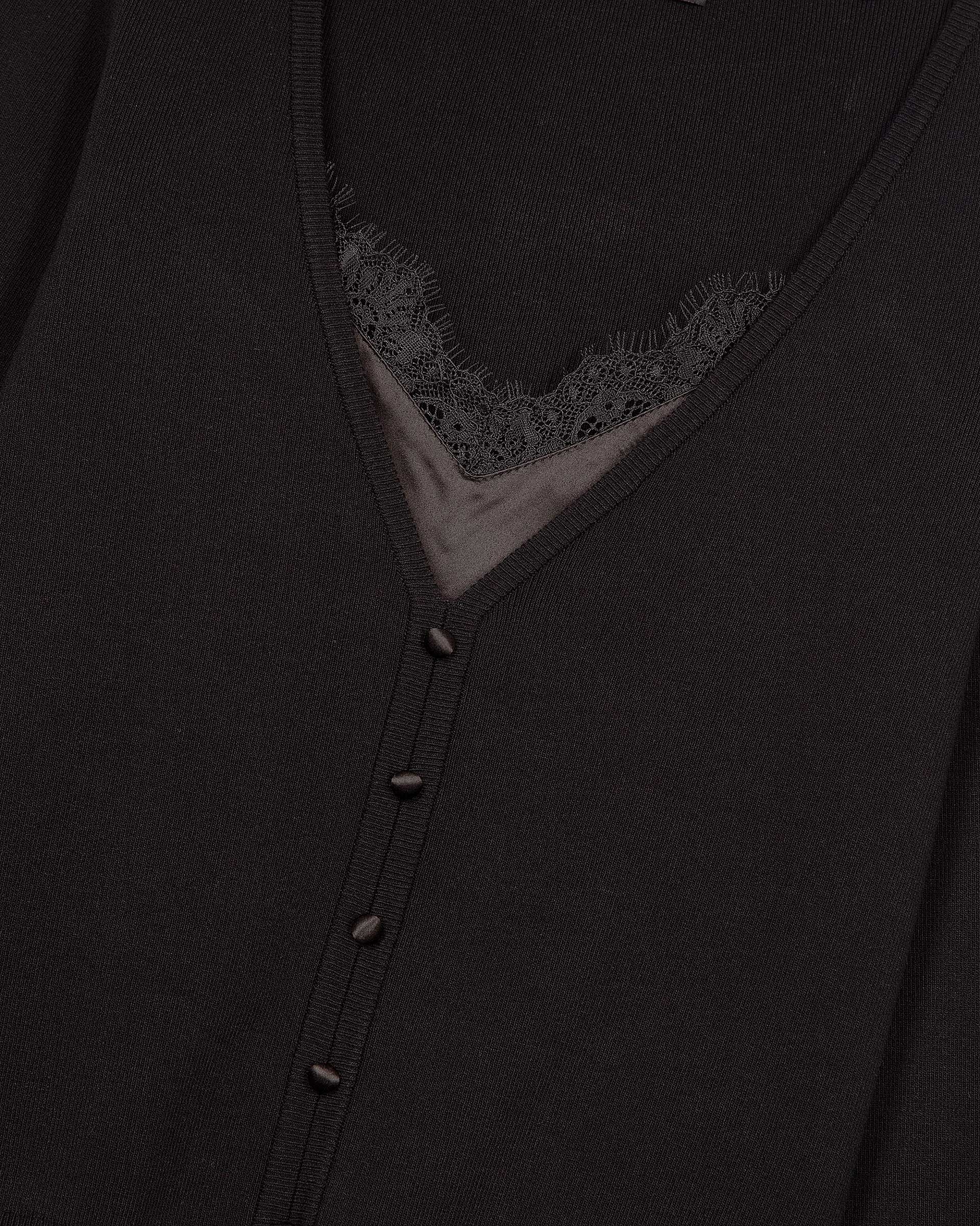 Trompe l'oeil effect sweater with black lace