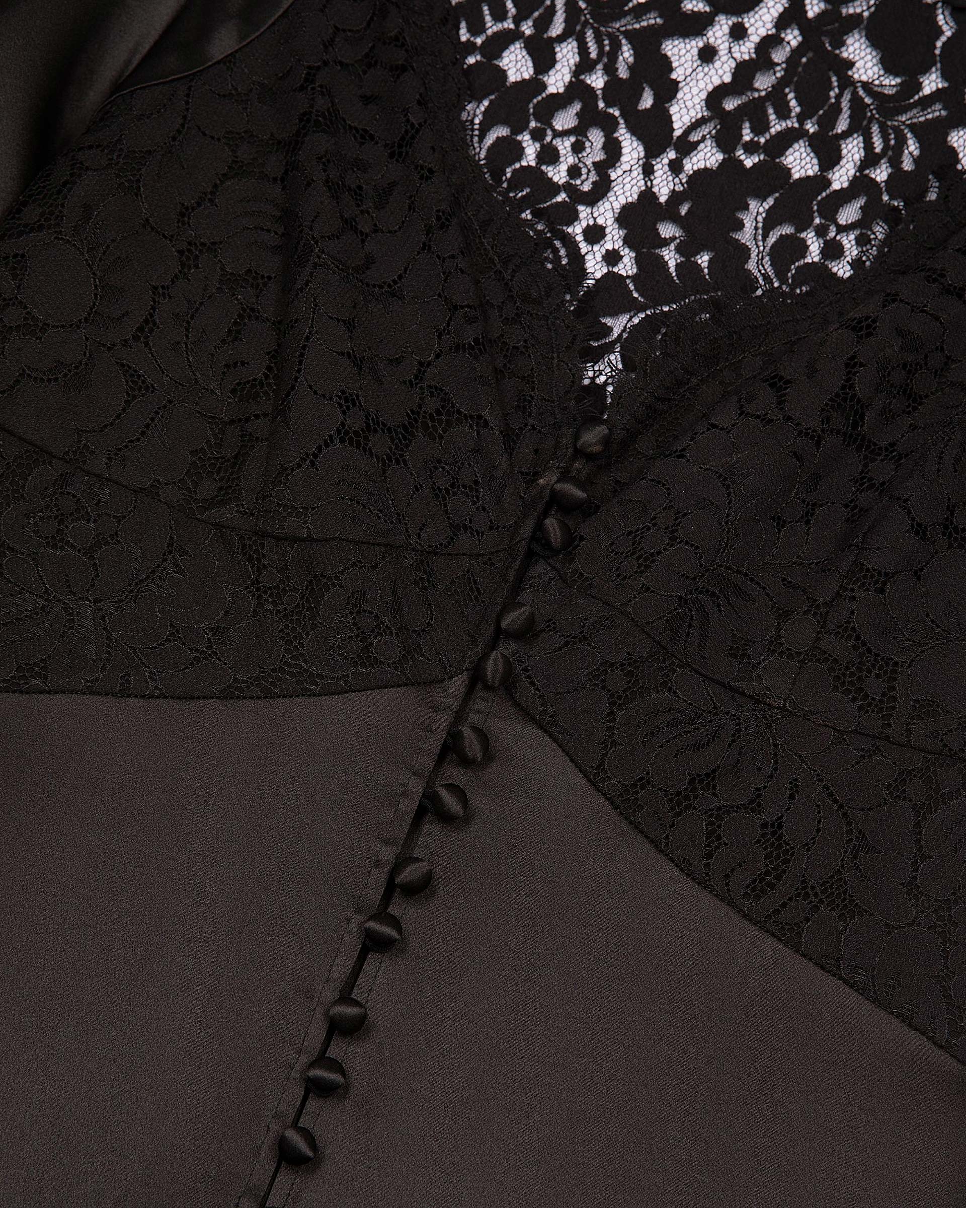 Silk maxi dress with black lace