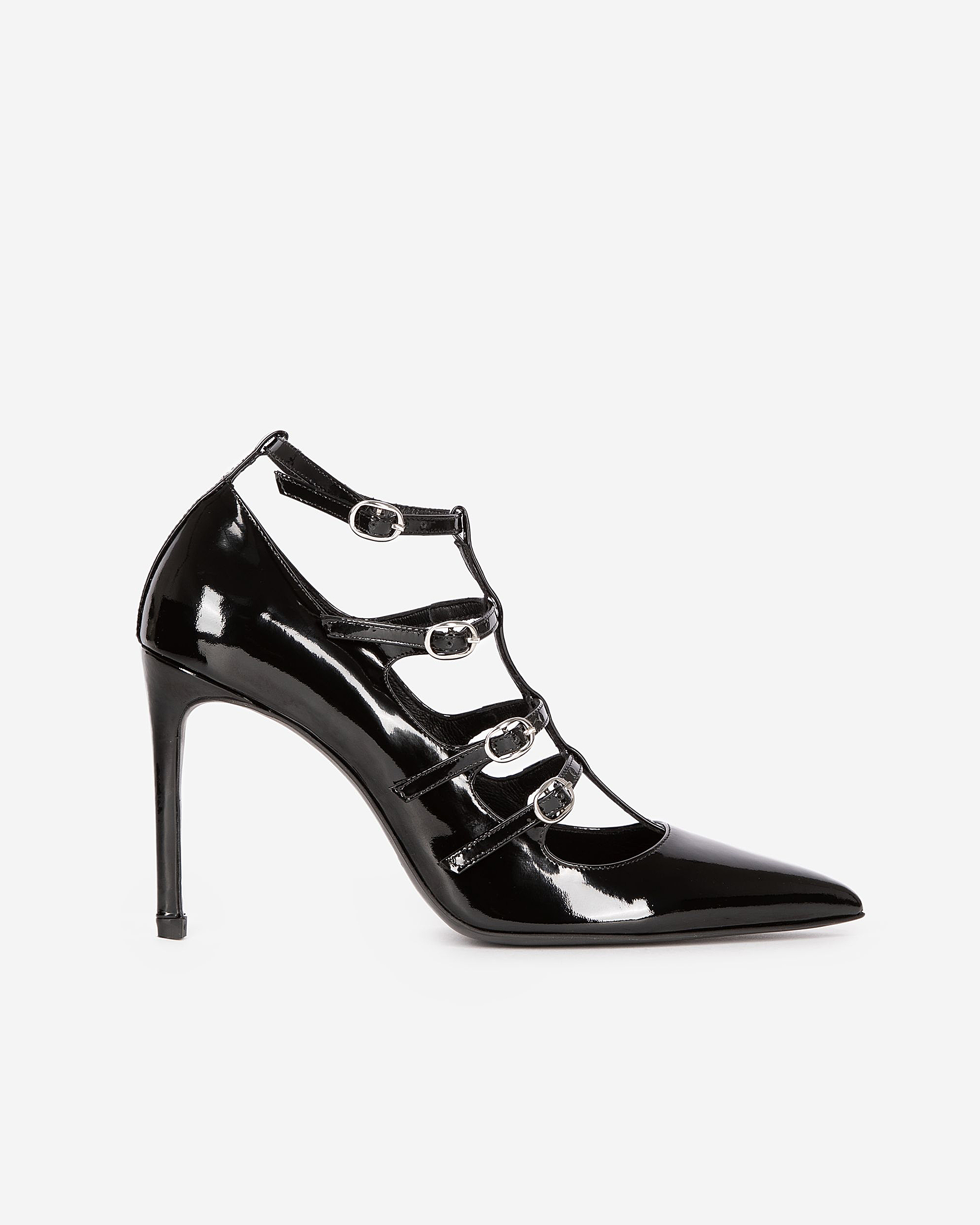 Heeled pumps with black straps