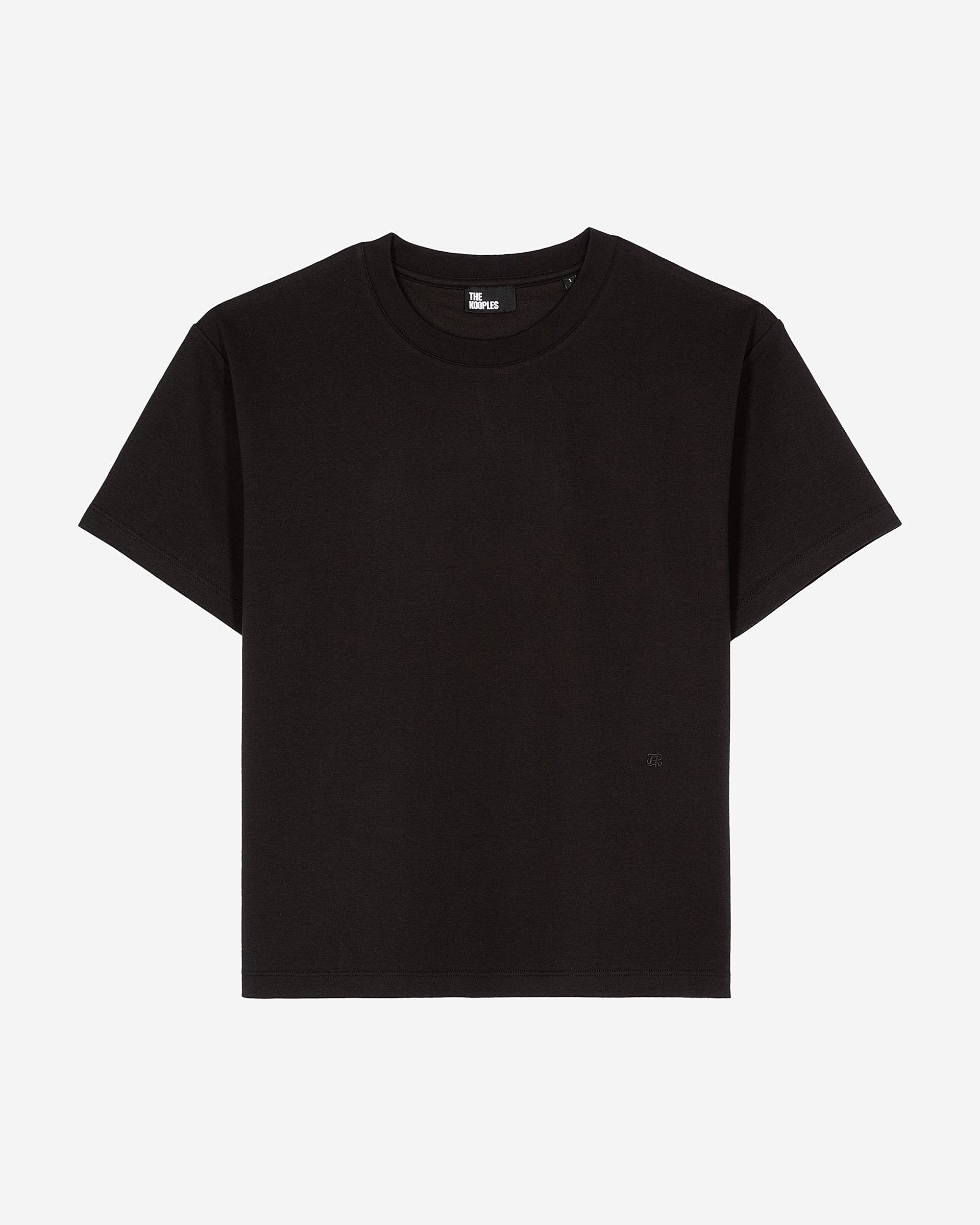 Straight black cotton-blend T-shirt