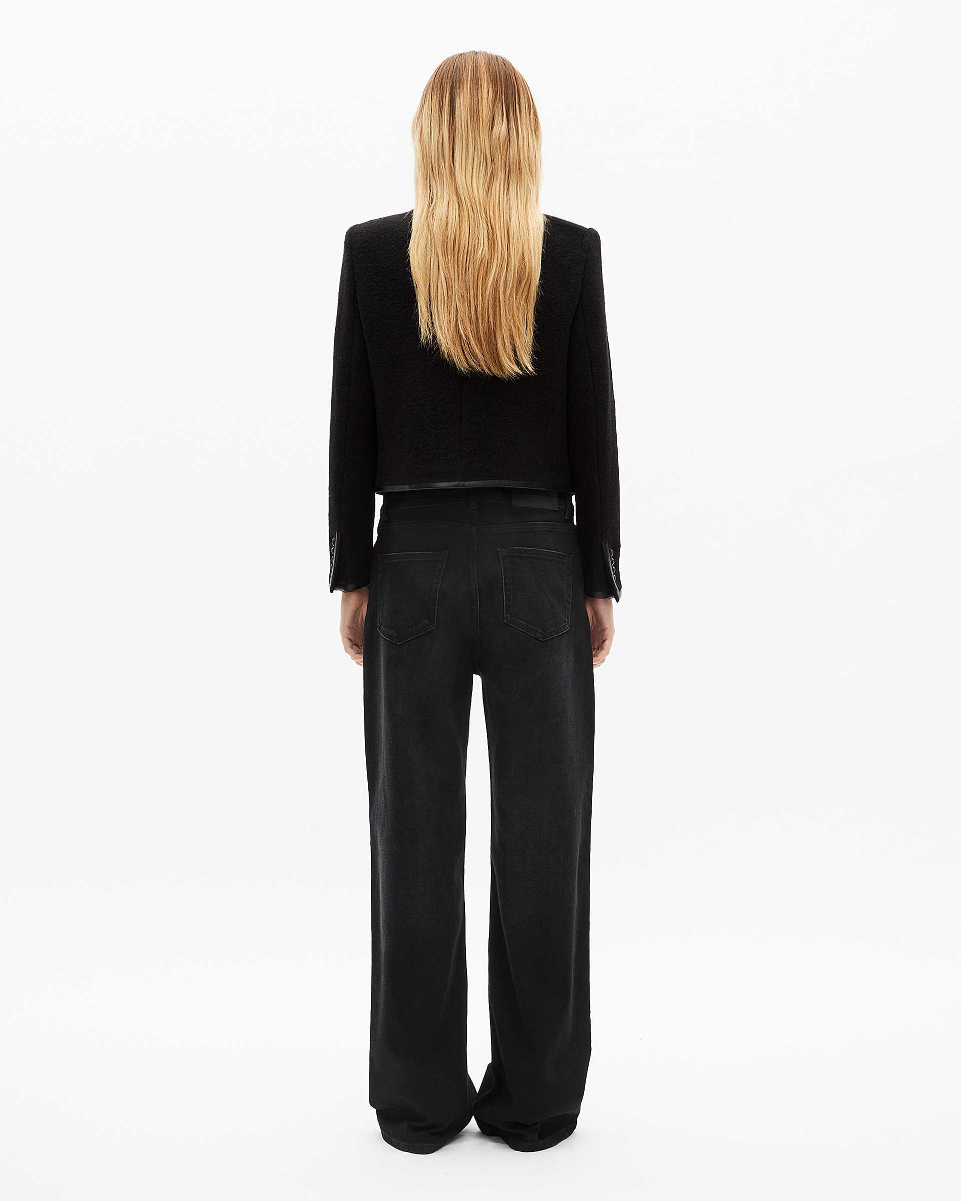 Officer-style jacket in black wool