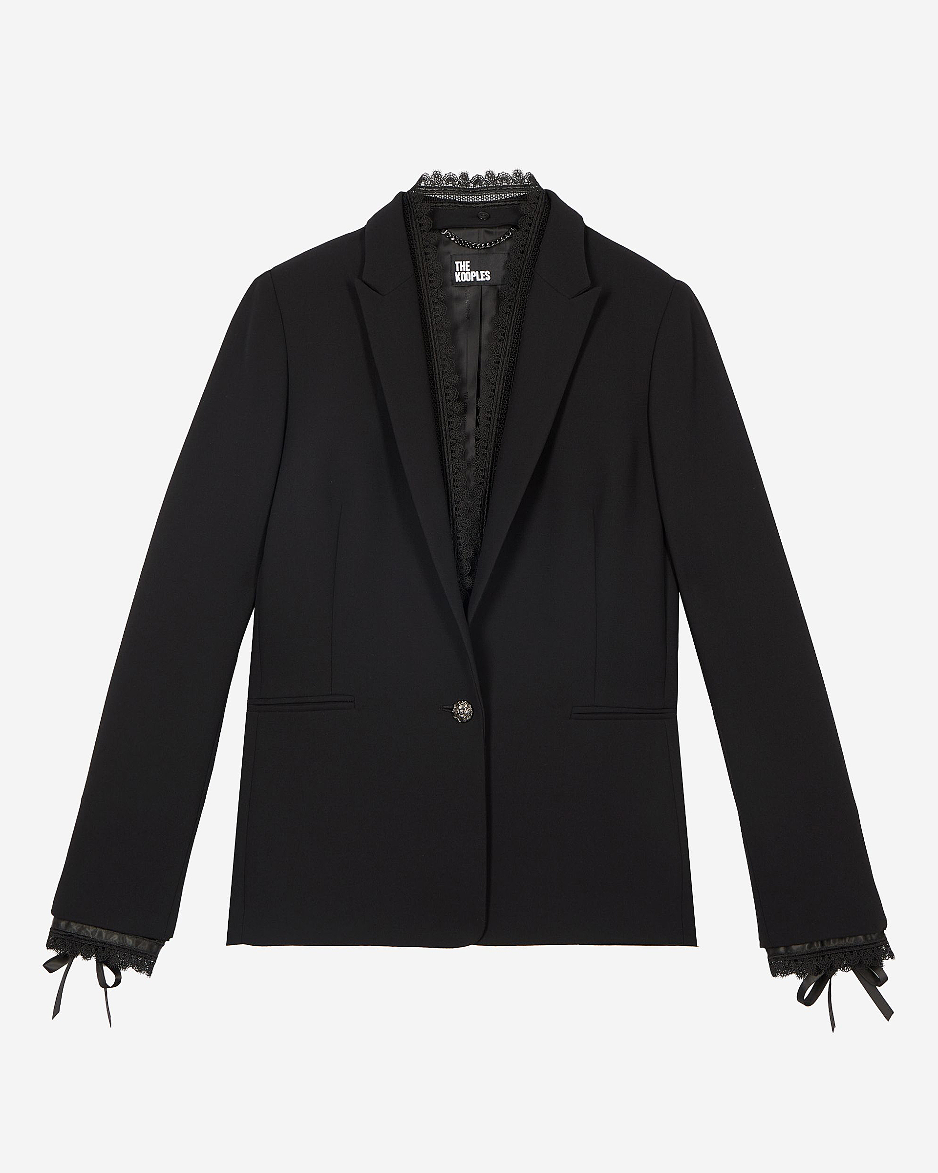 Suit jacket with black lace band