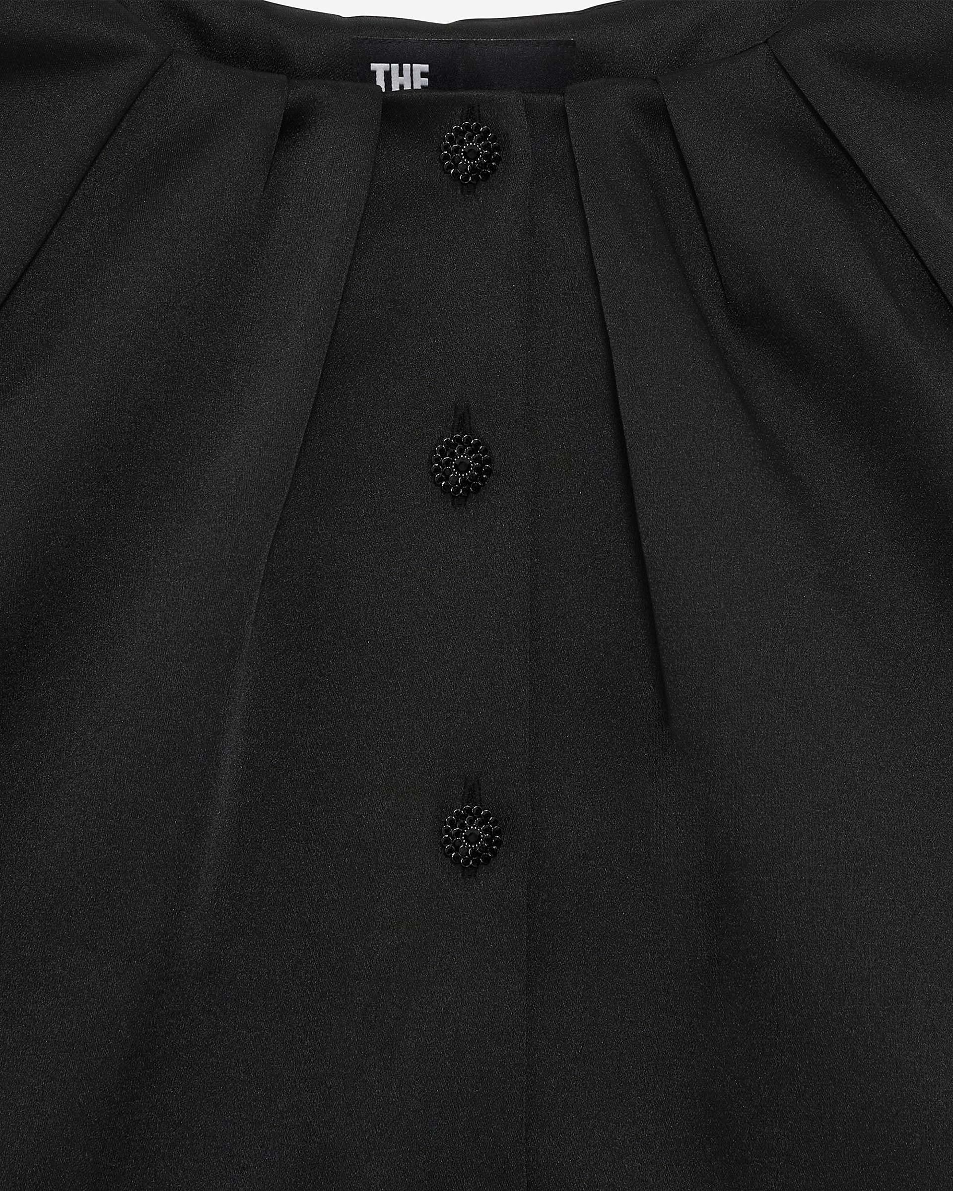 Short cape-effect jacket in black satin