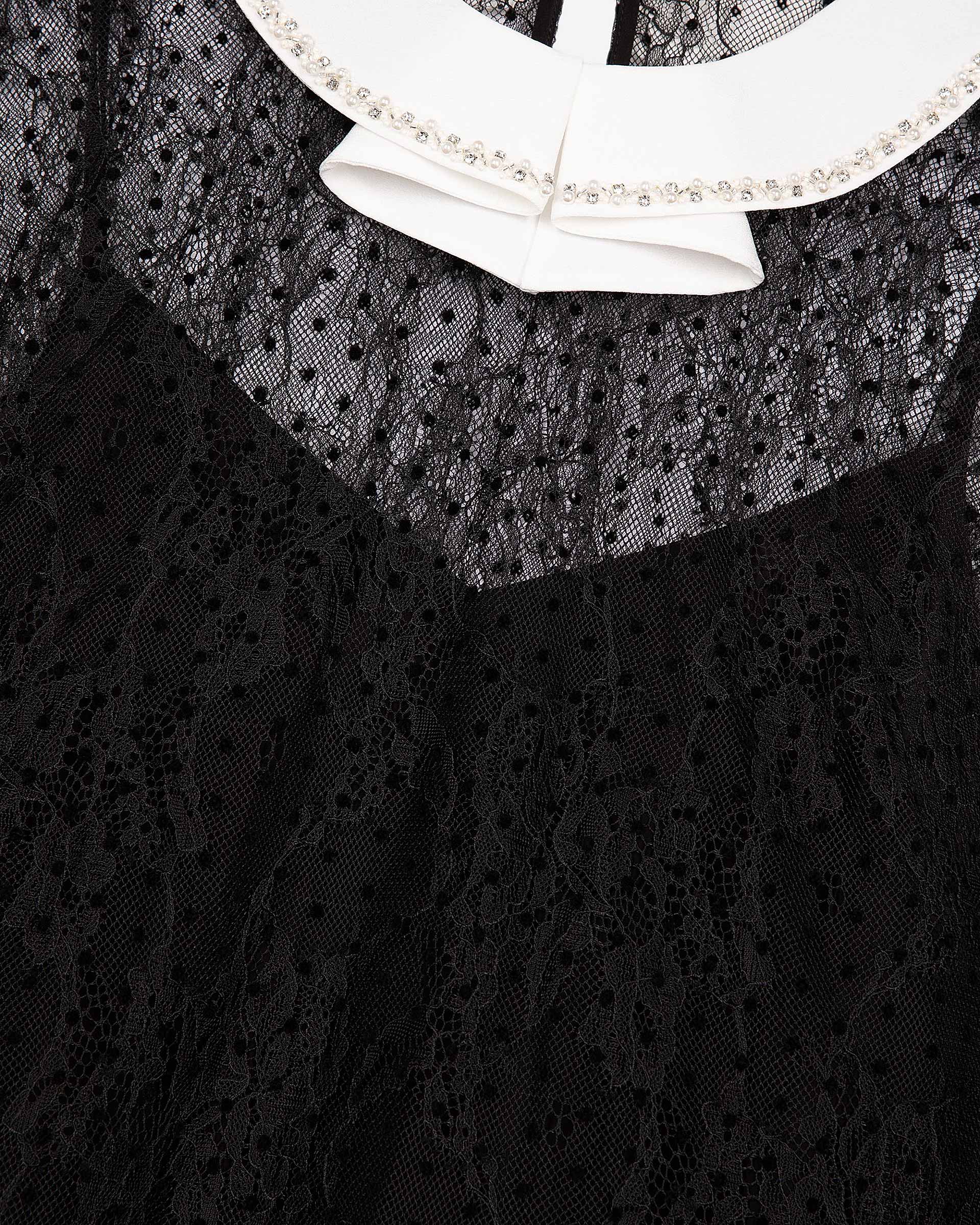 Plumetis lace top with black rhinestones
