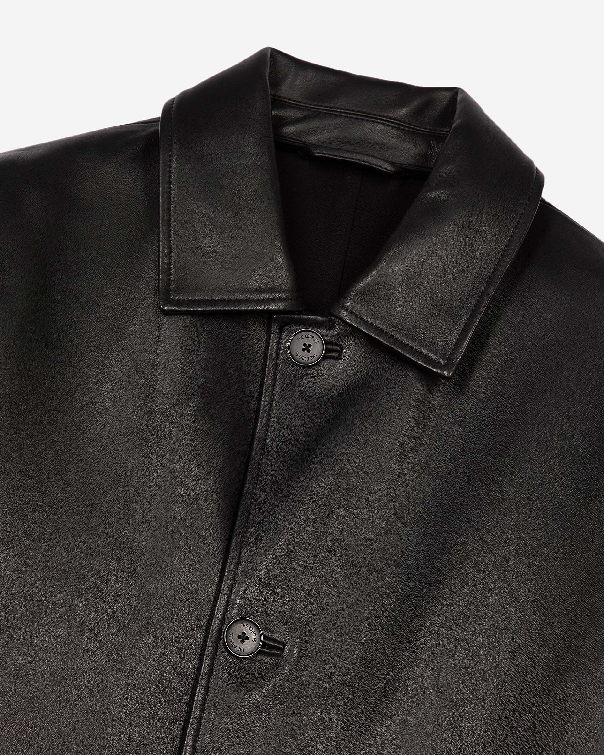 Black leather mid-length coat