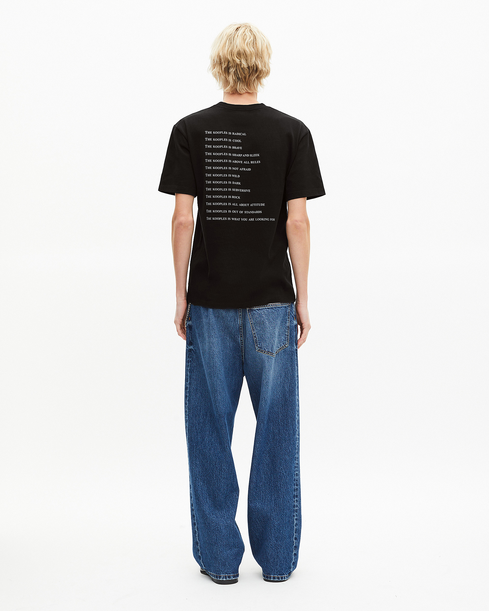 Black What Is denim patch t-shirt