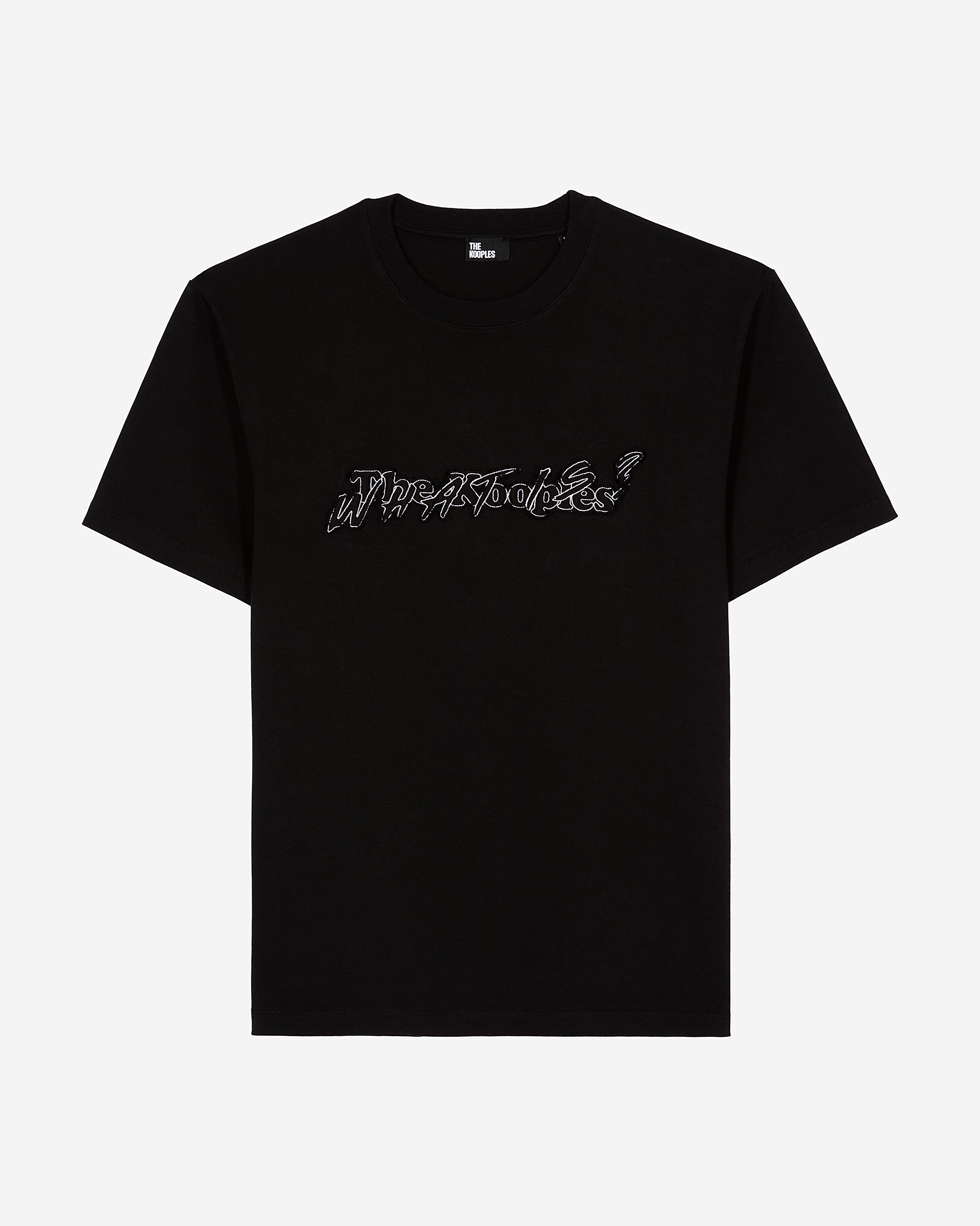 Black What Is denim patch t-shirt