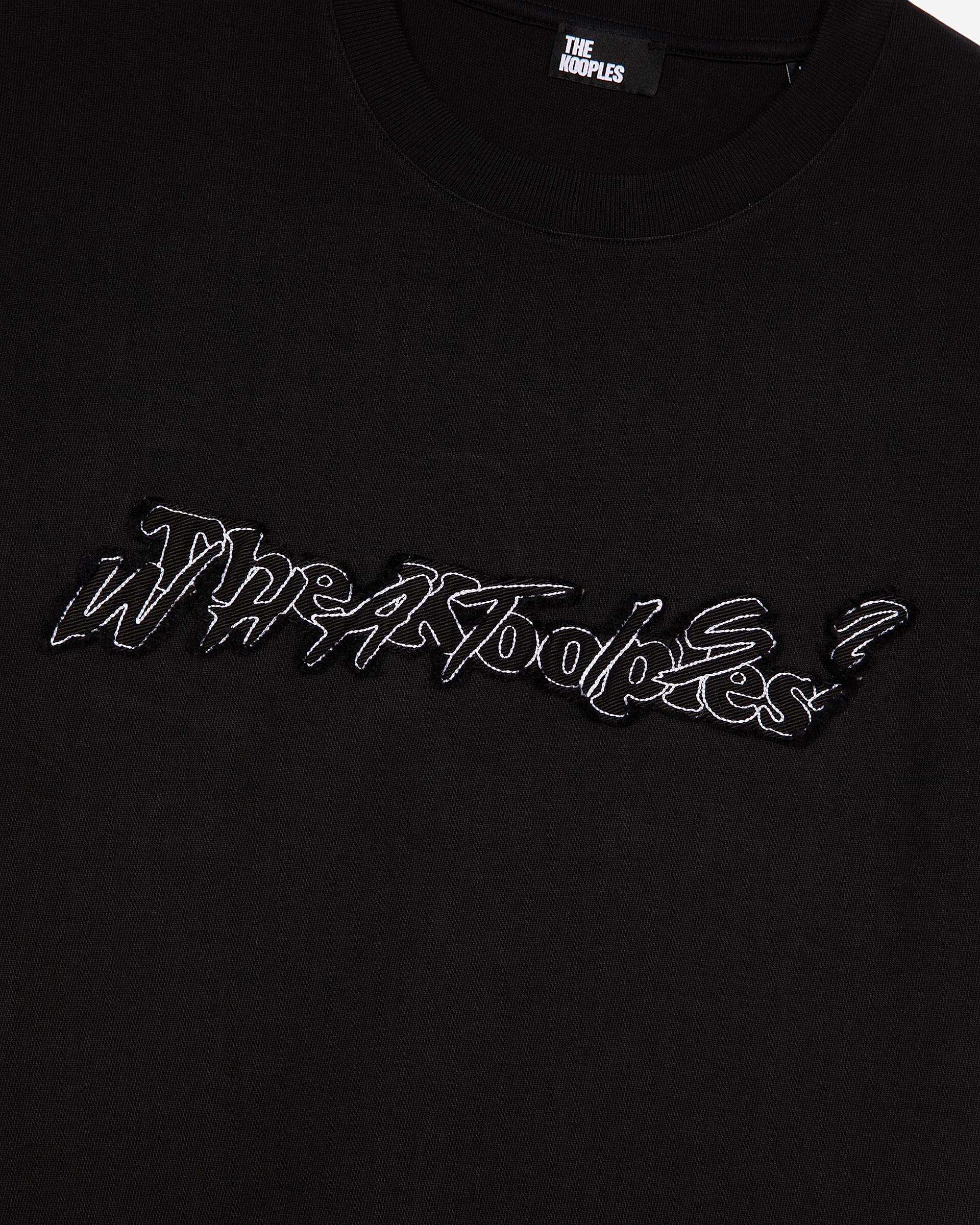 Black What Is denim patch t-shirt