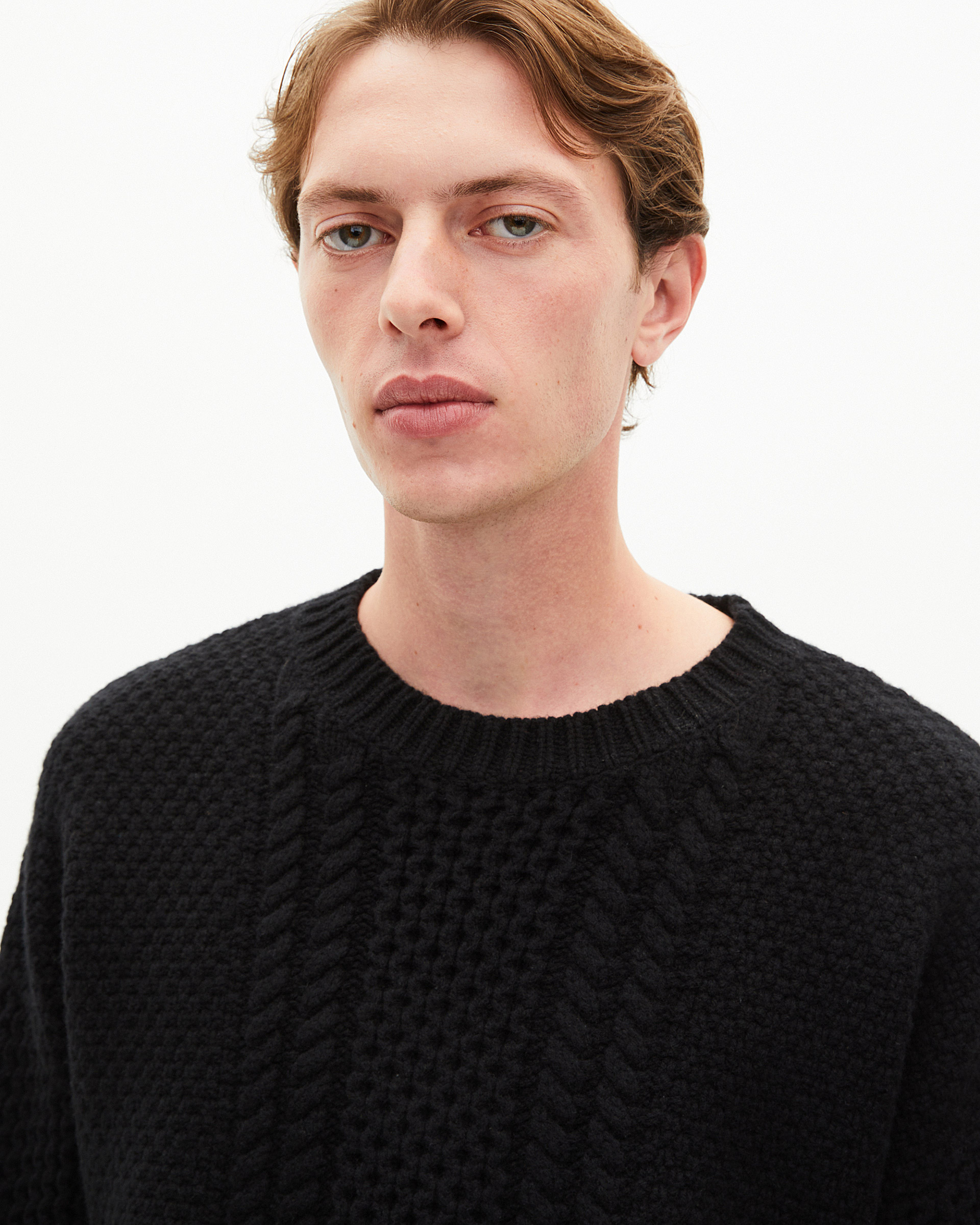 Black wool cable sweater