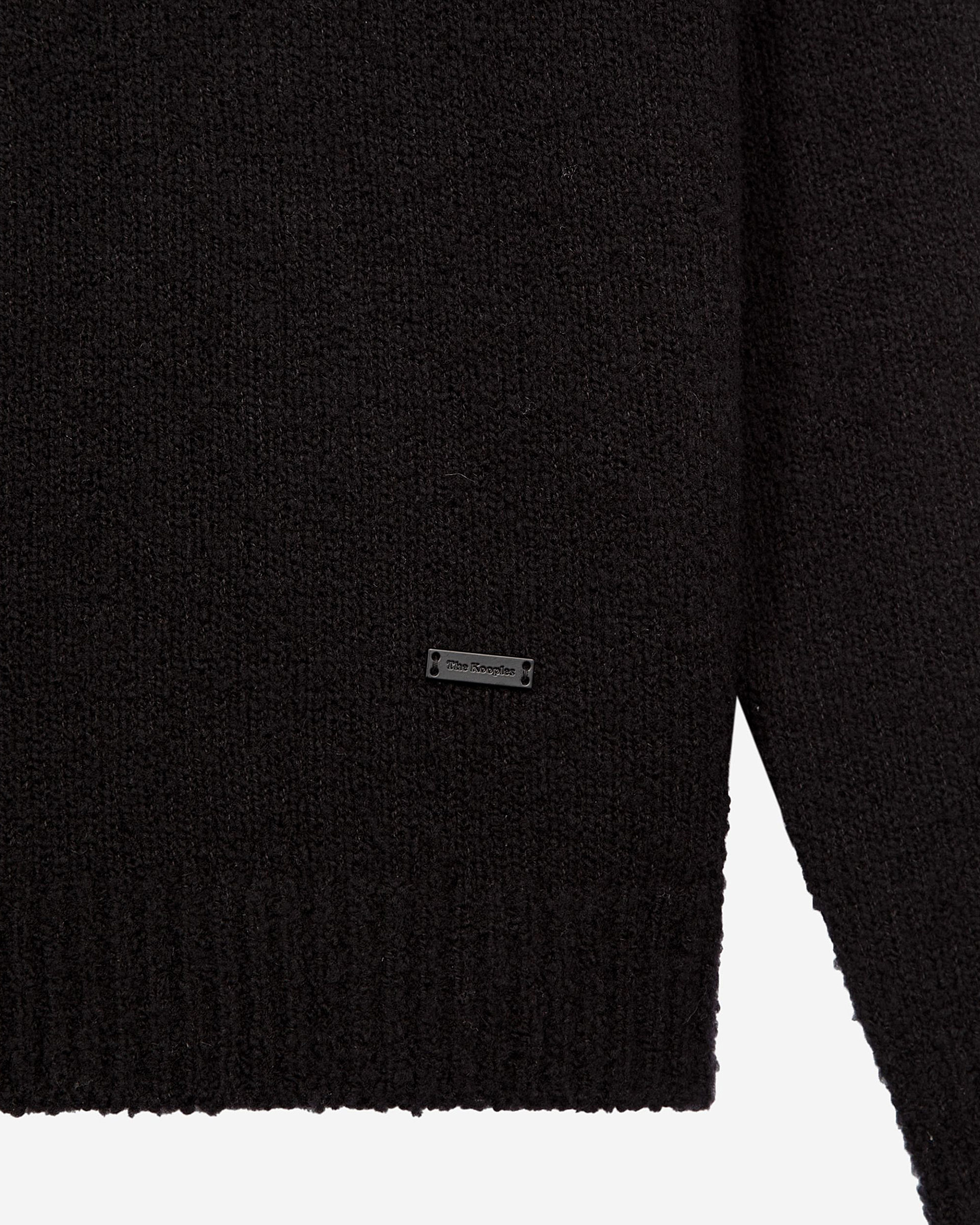 Black wool tunisian collar sweater