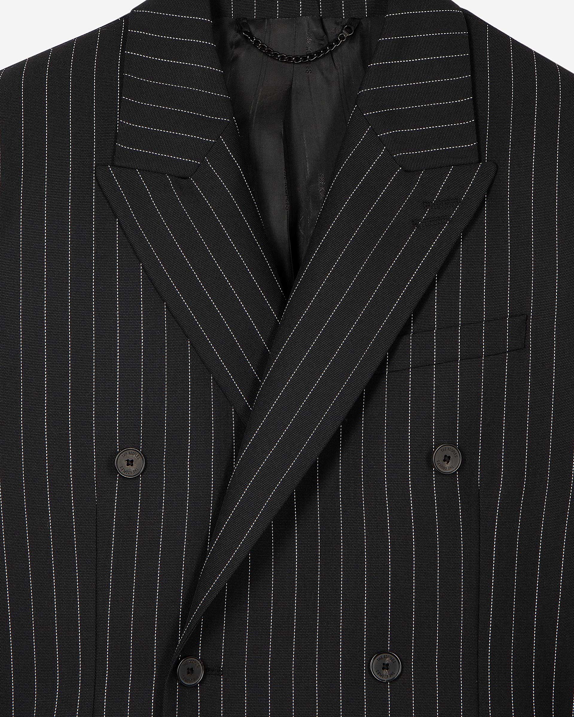 Black double-breasted striped jacket