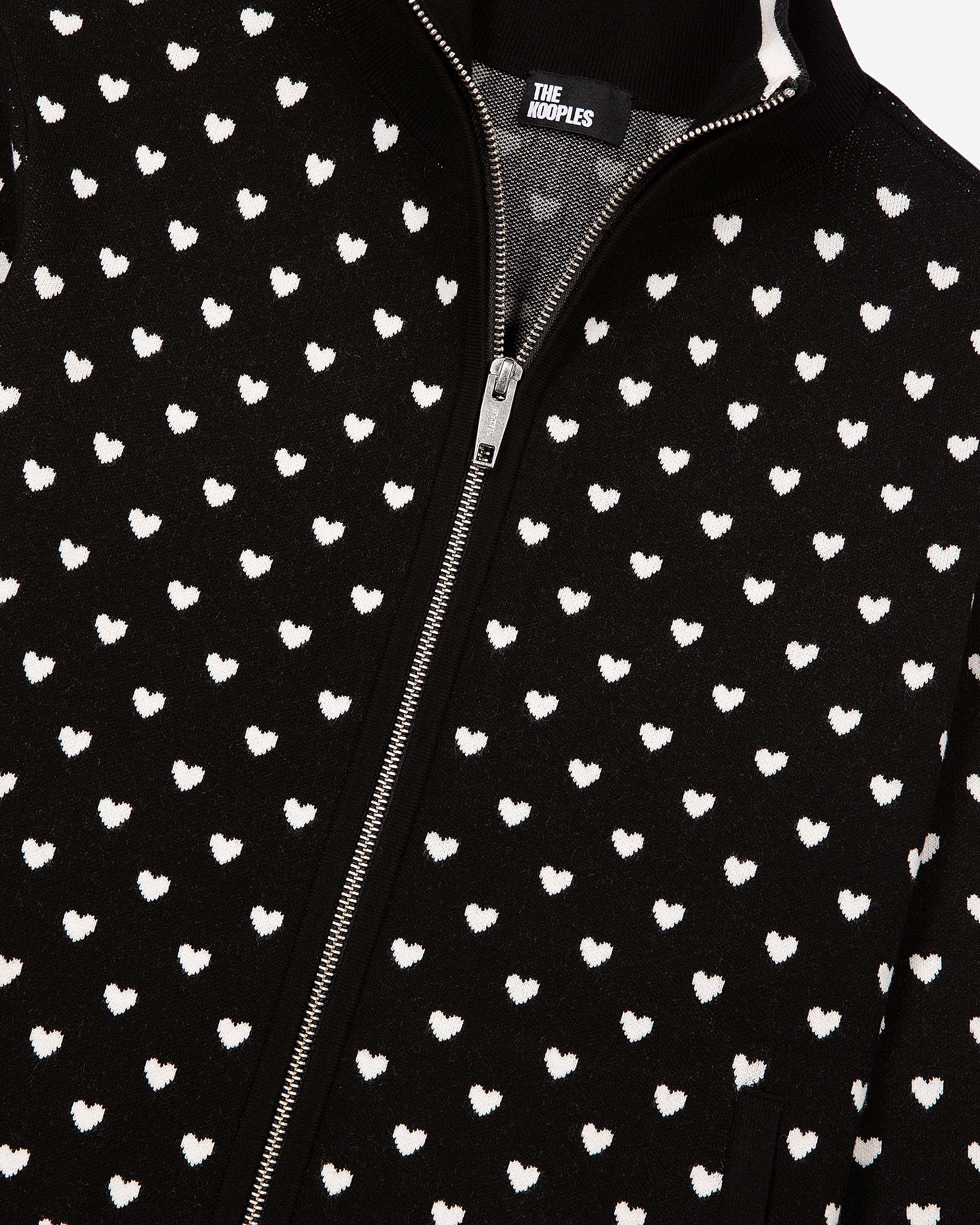 Black heart-print zipped cardigan