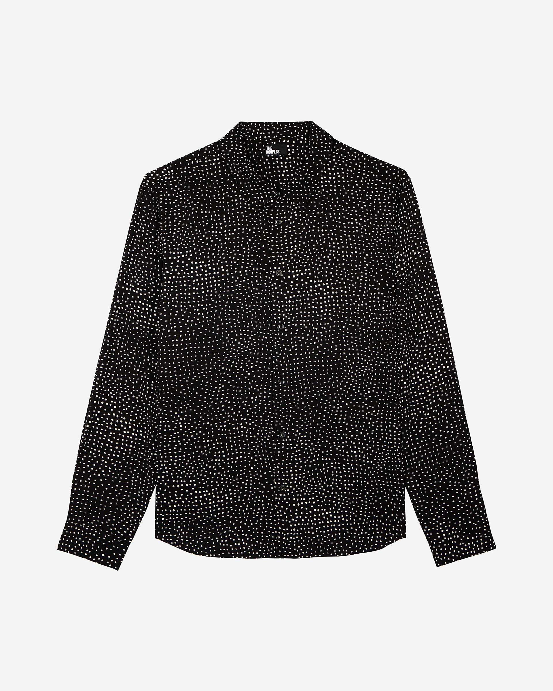 White and black micro dot print shirt