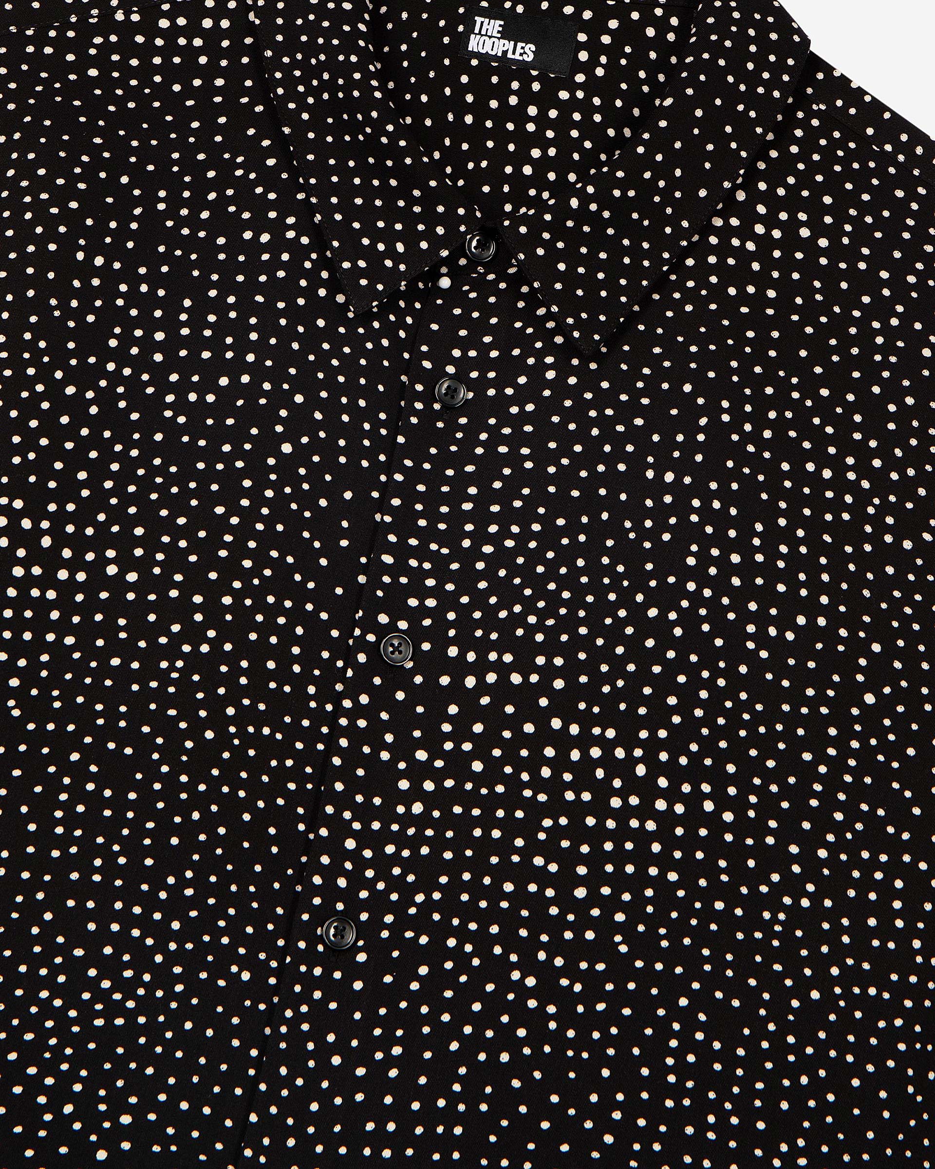 White and black micro dot print shirt