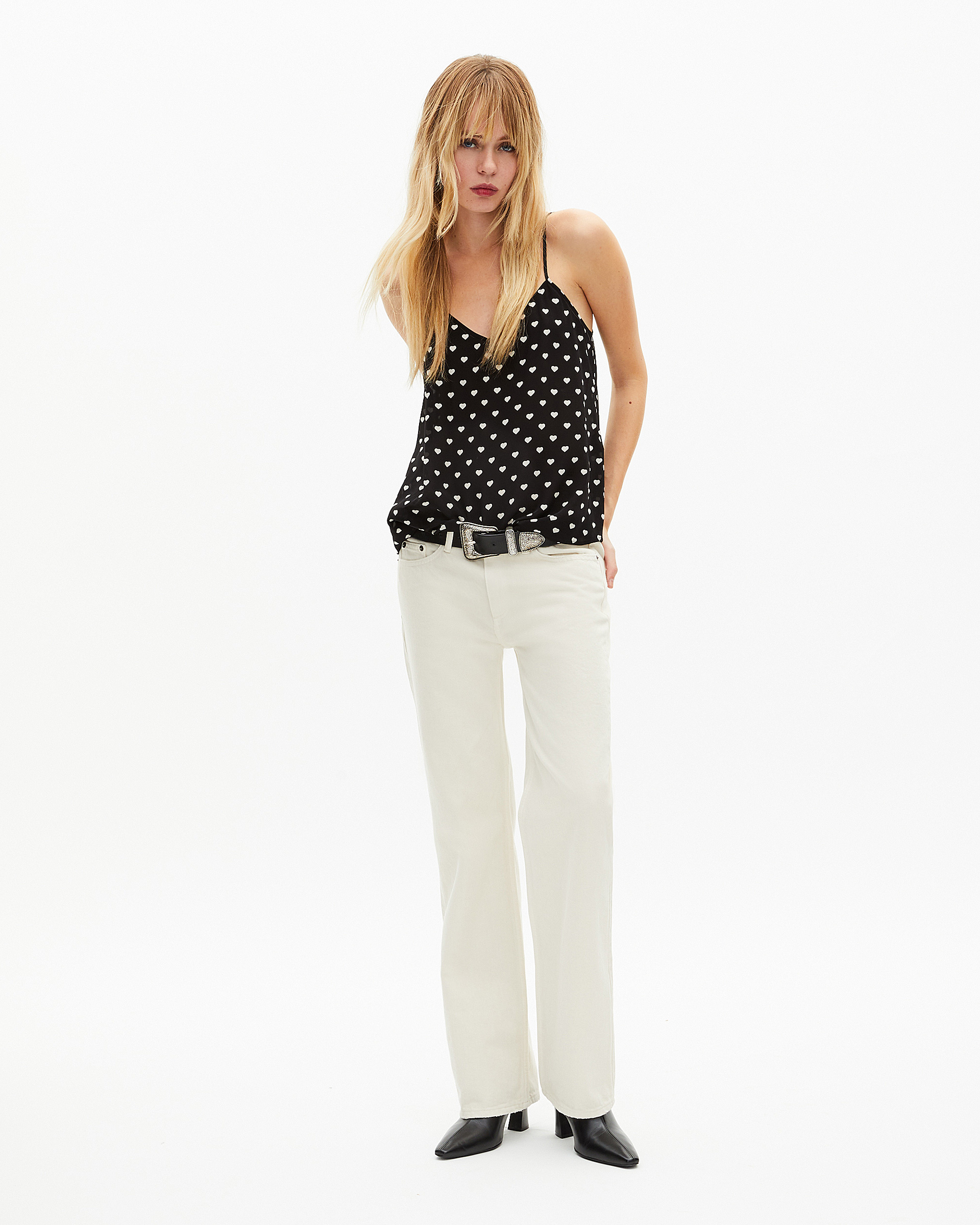 Black heart print camisole