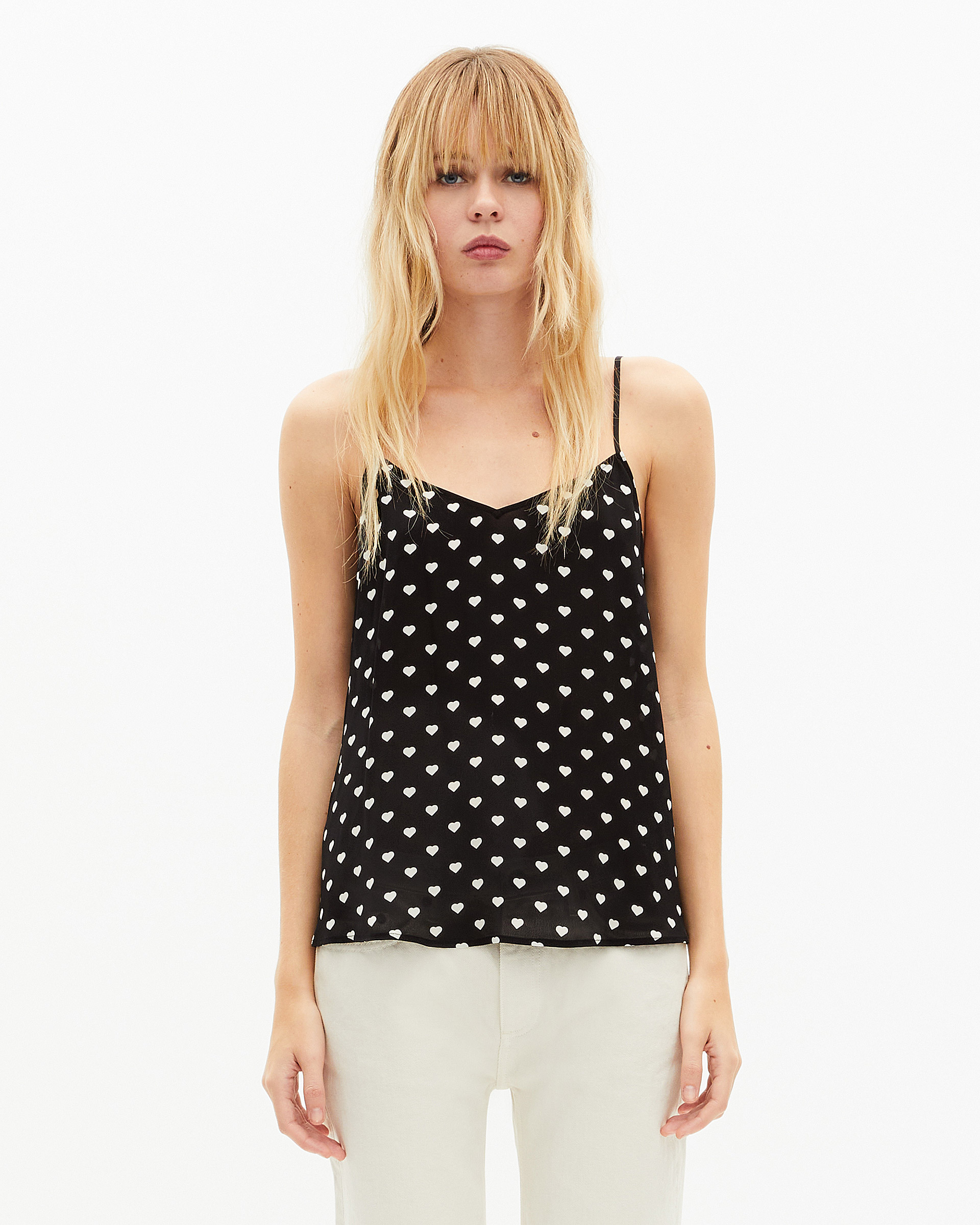 Black heart print camisole