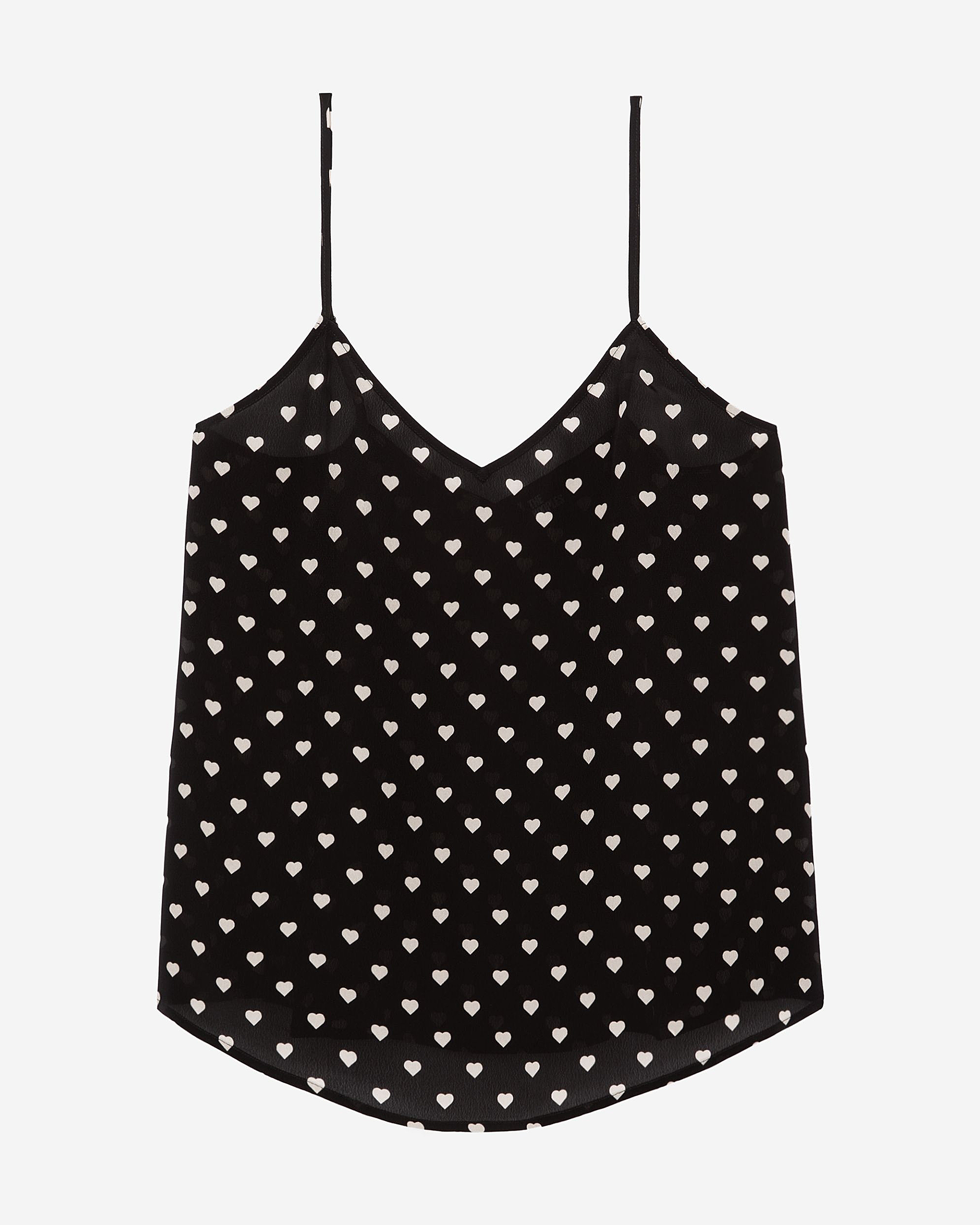 Black heart print camisole