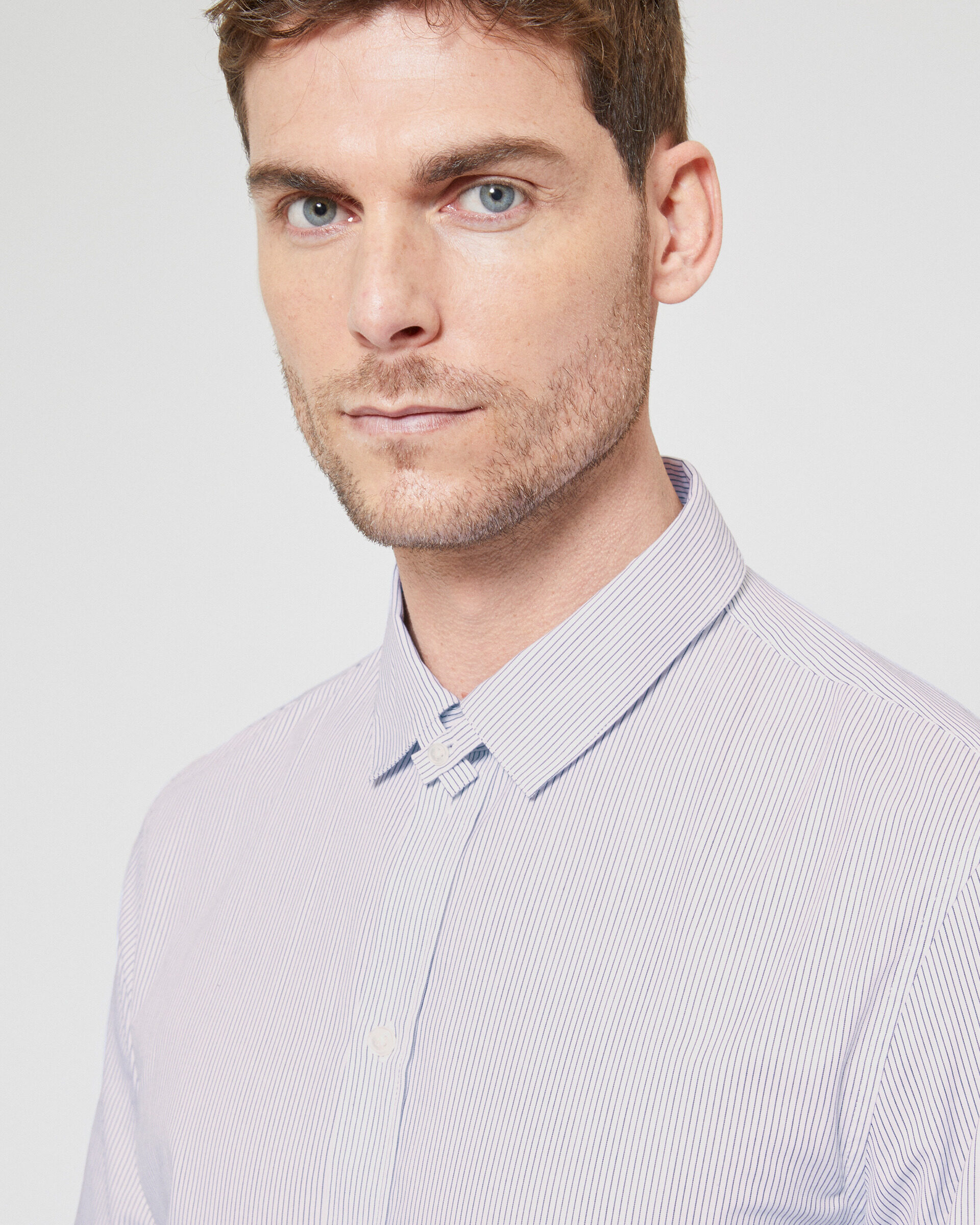 Black striped collared shirt