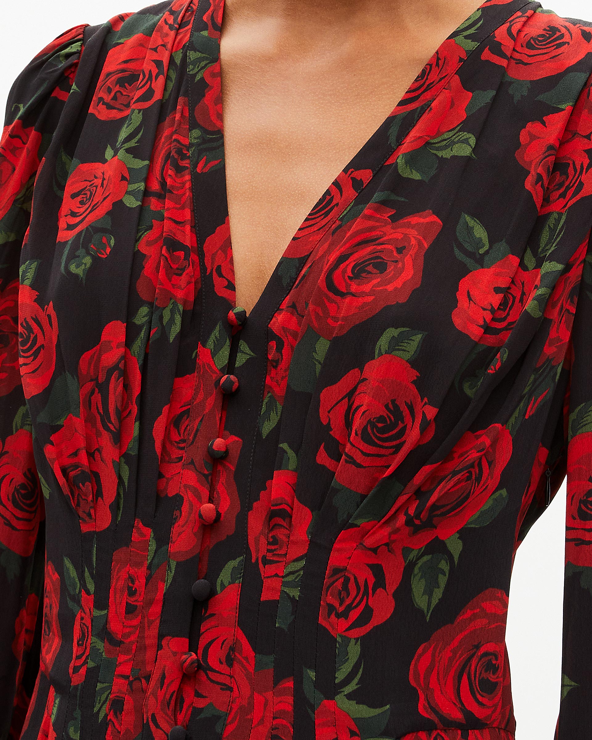 Red floral print short dress