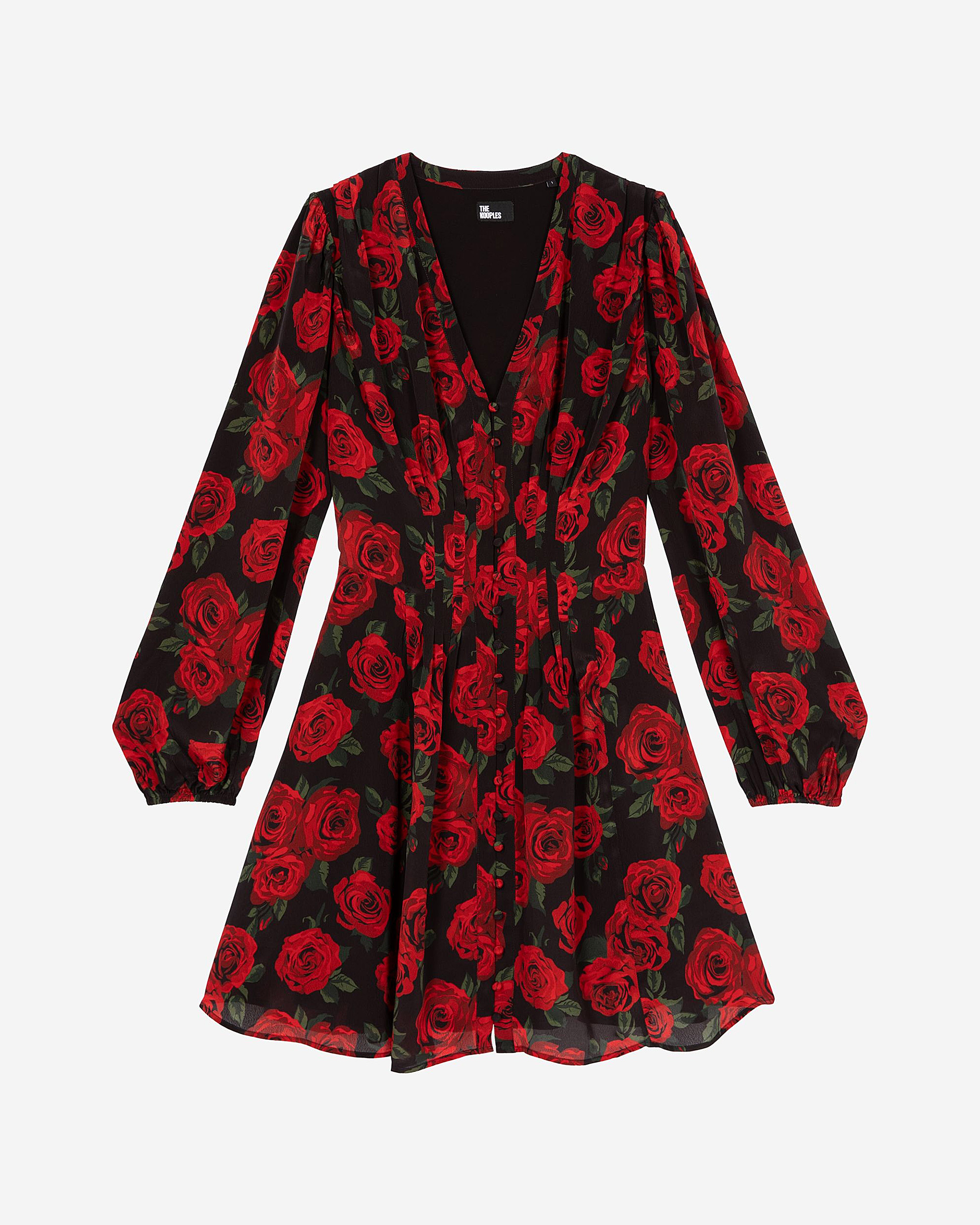 Red floral print short dress