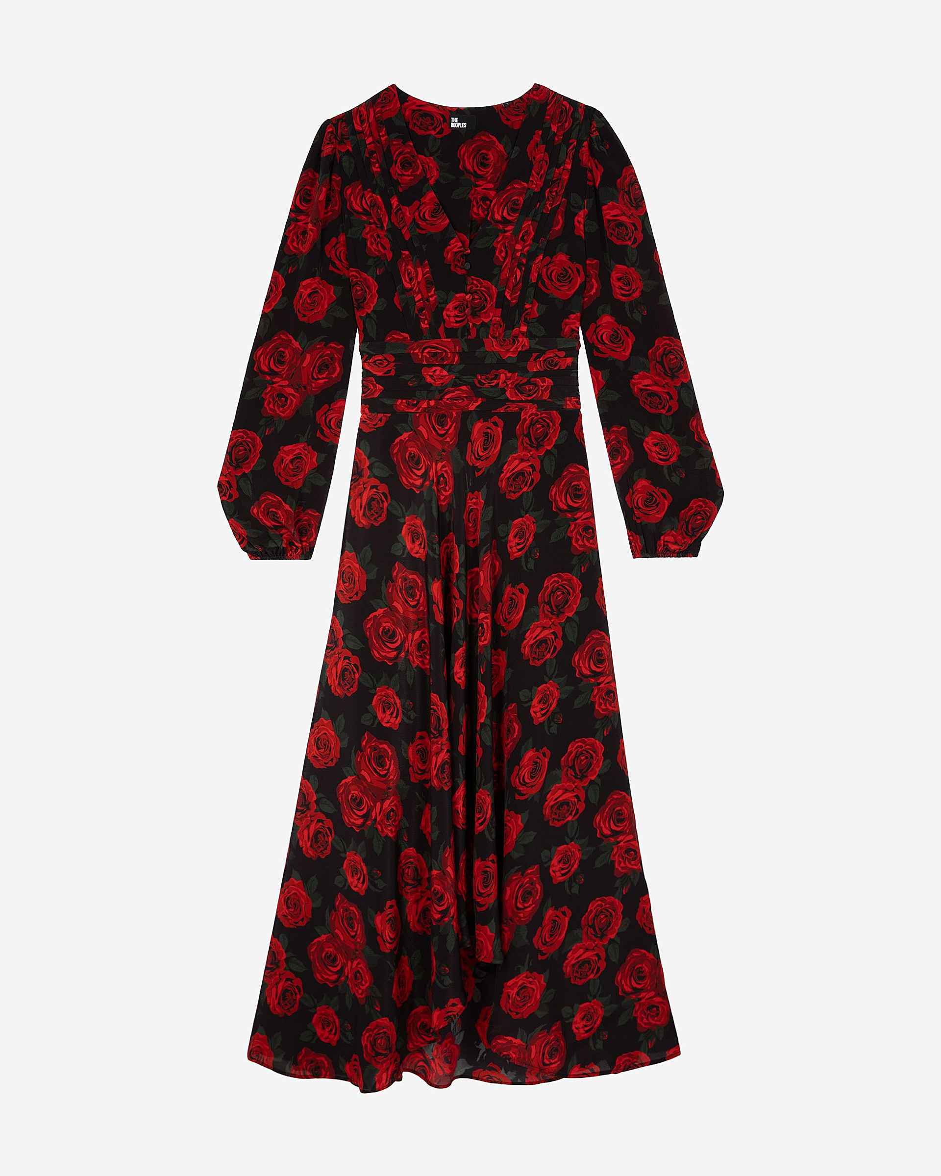 Red floral print maxi dress