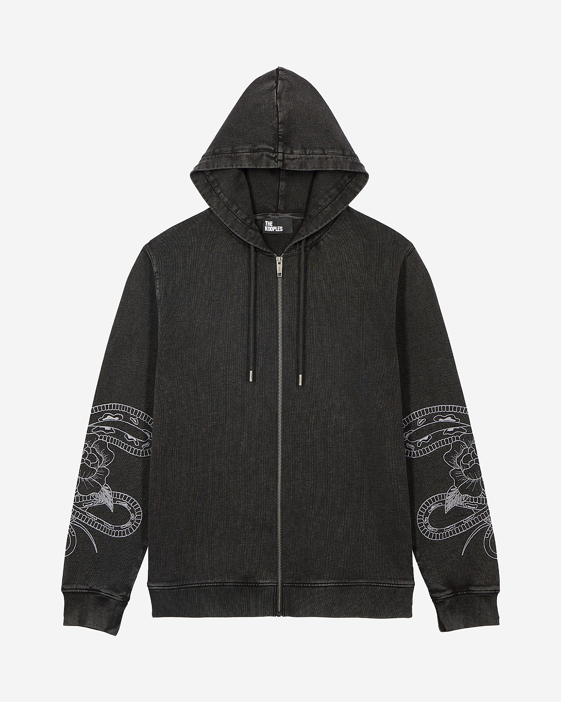 Hooded sweatshirt with black embroidery